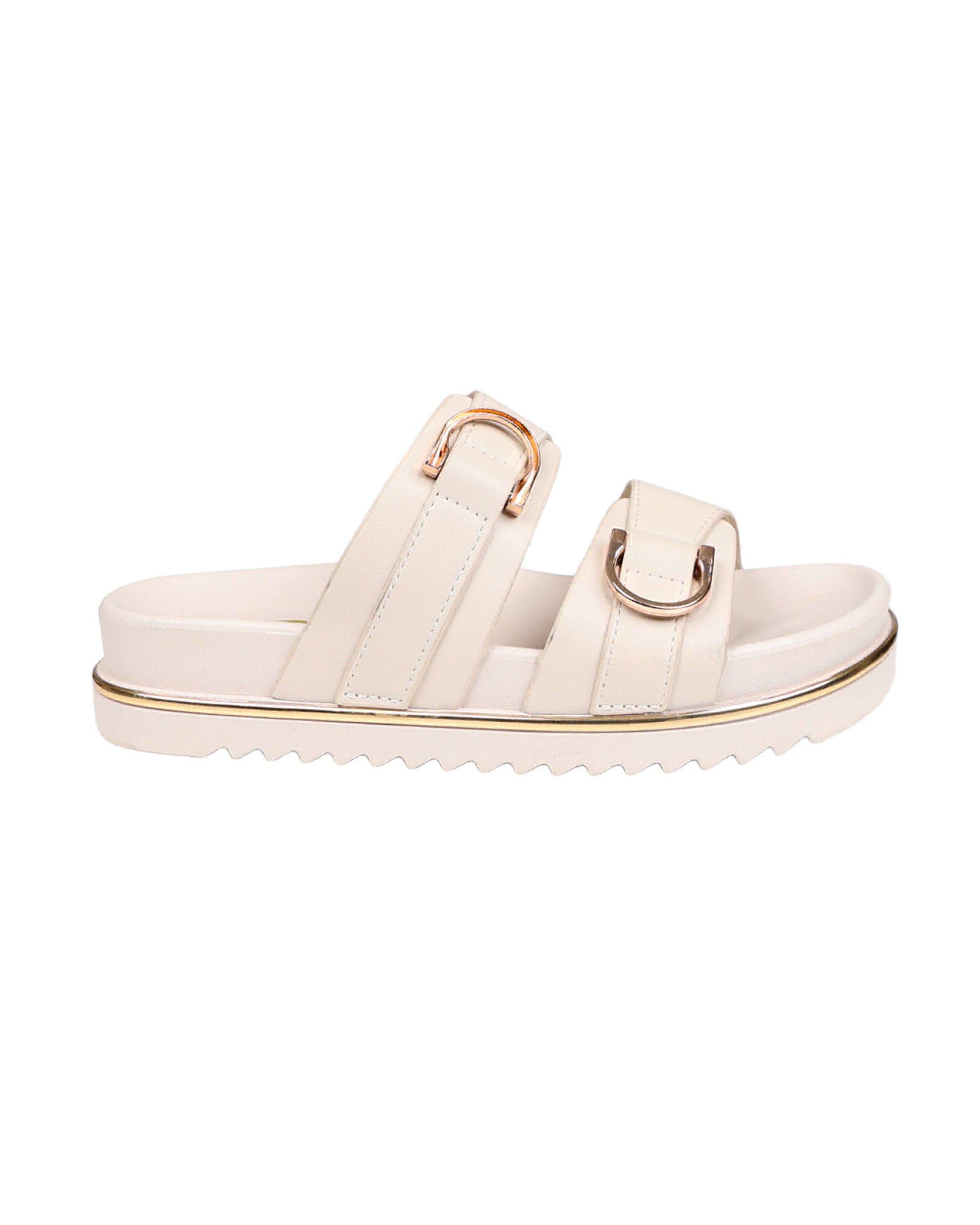 Double Ring Detail Chunky Cleated Slide