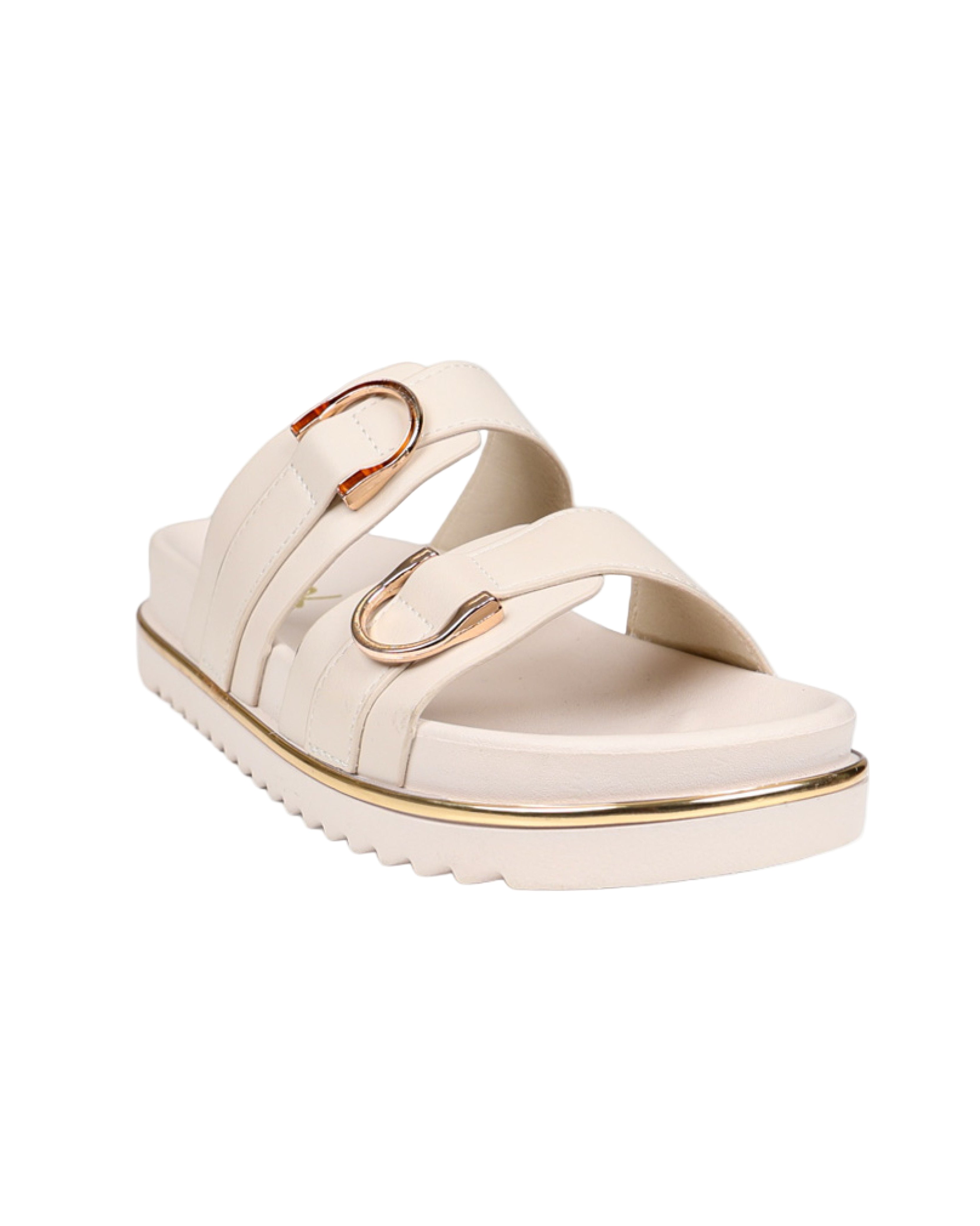 Double Ring Detail Chunky Cleated Slide