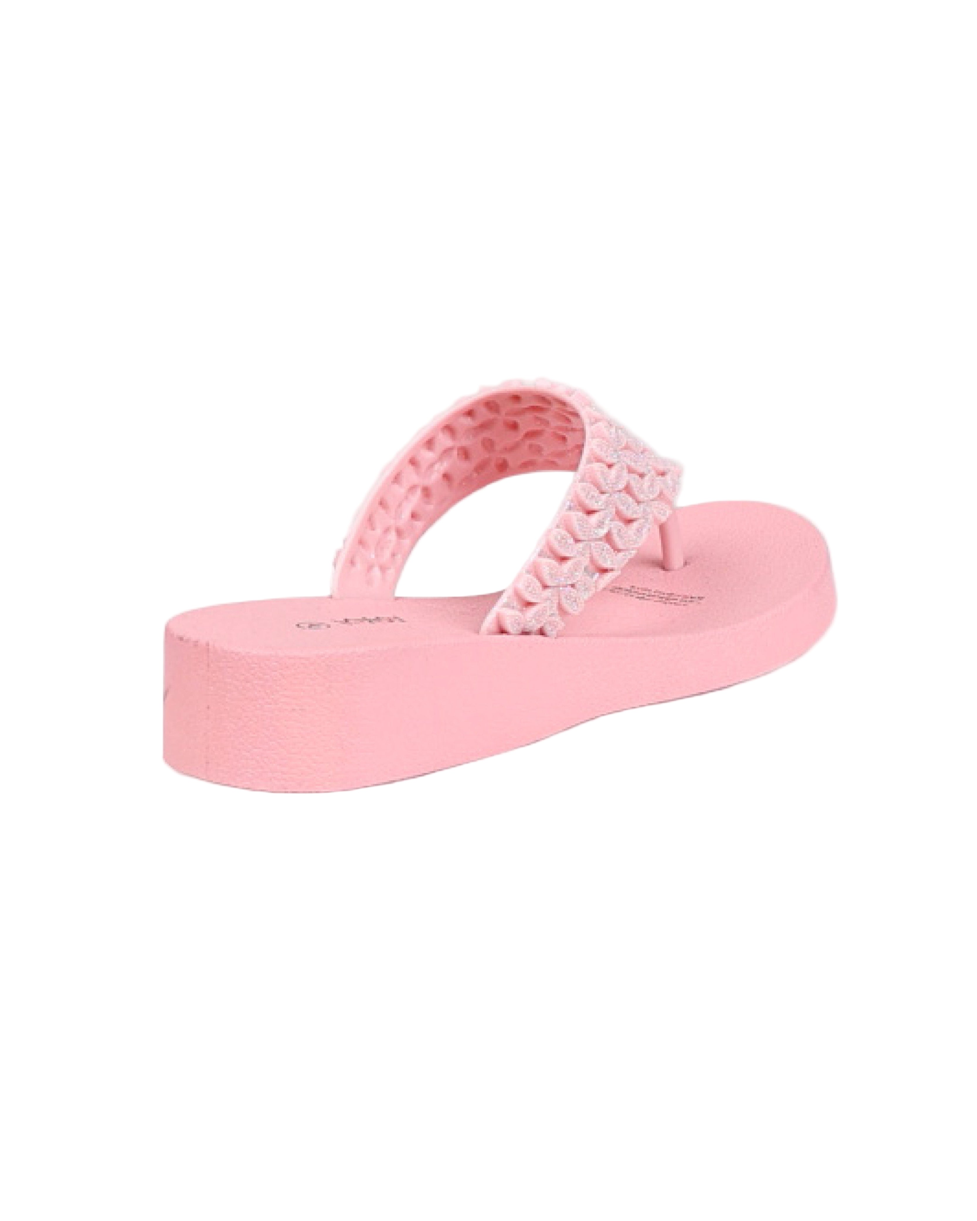 Pink Glitter Petal Detail Jelly Wedge Sandal