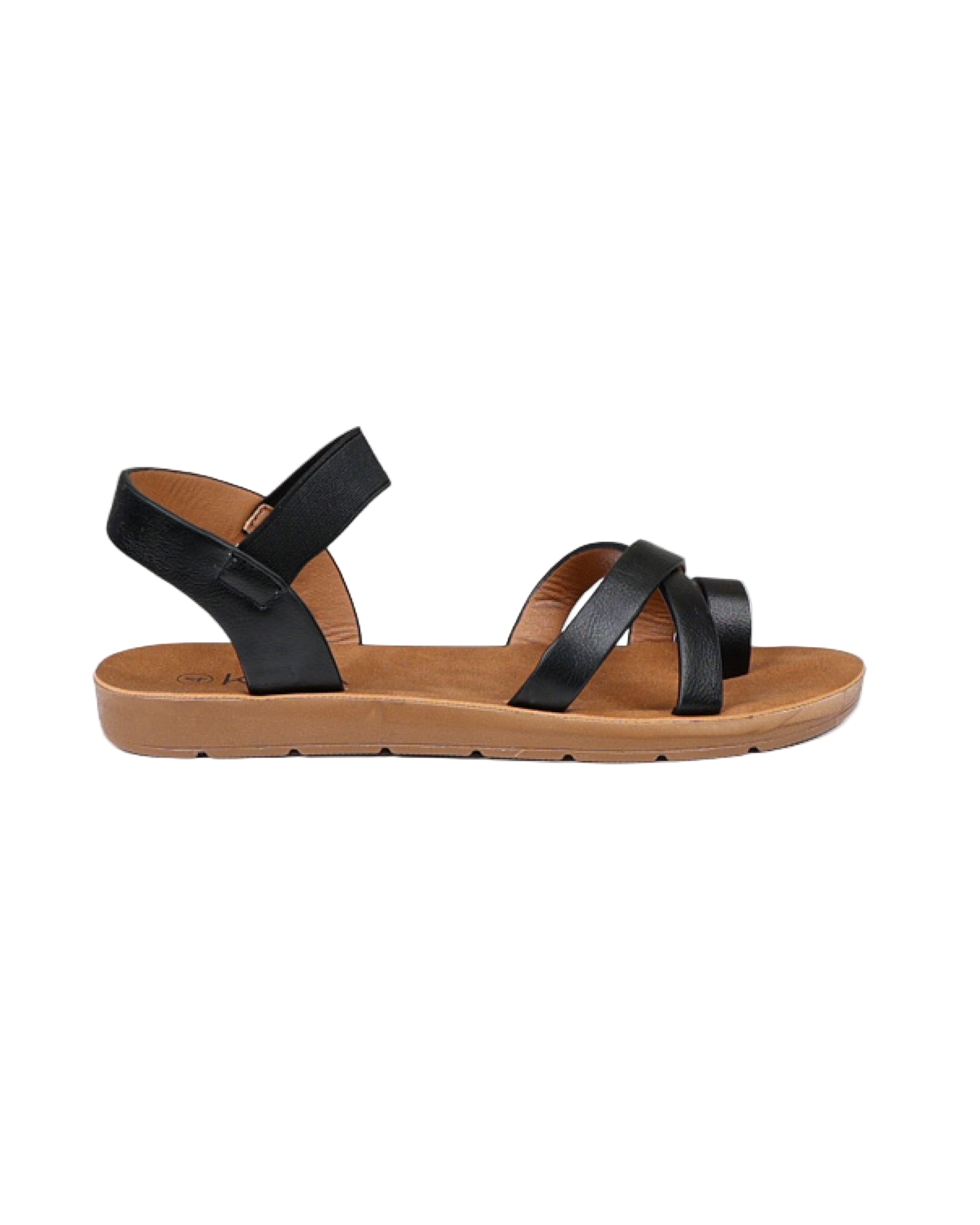 Black Moulded Crossover Toepost Sandal