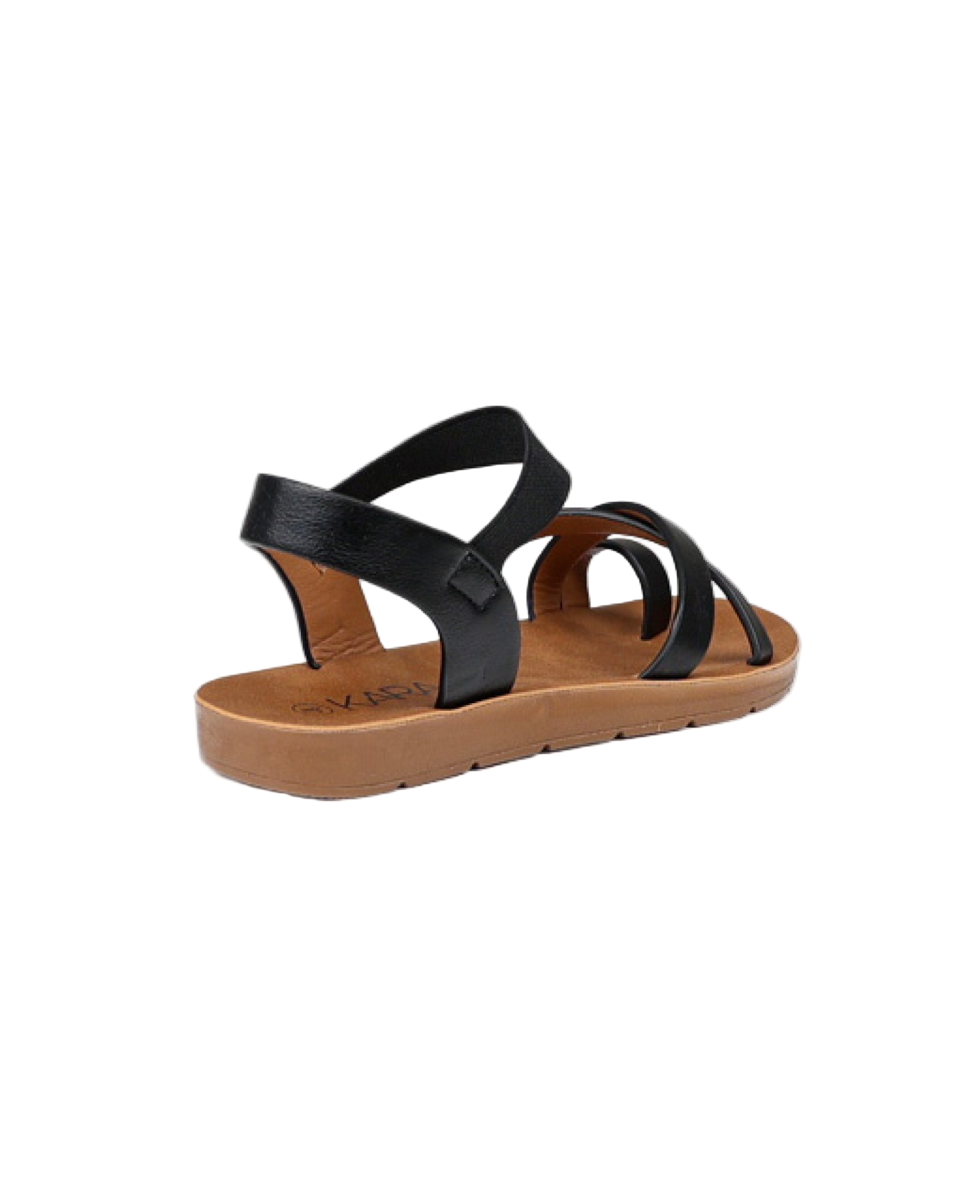 Black Moulded Crossover Toepost Sandal