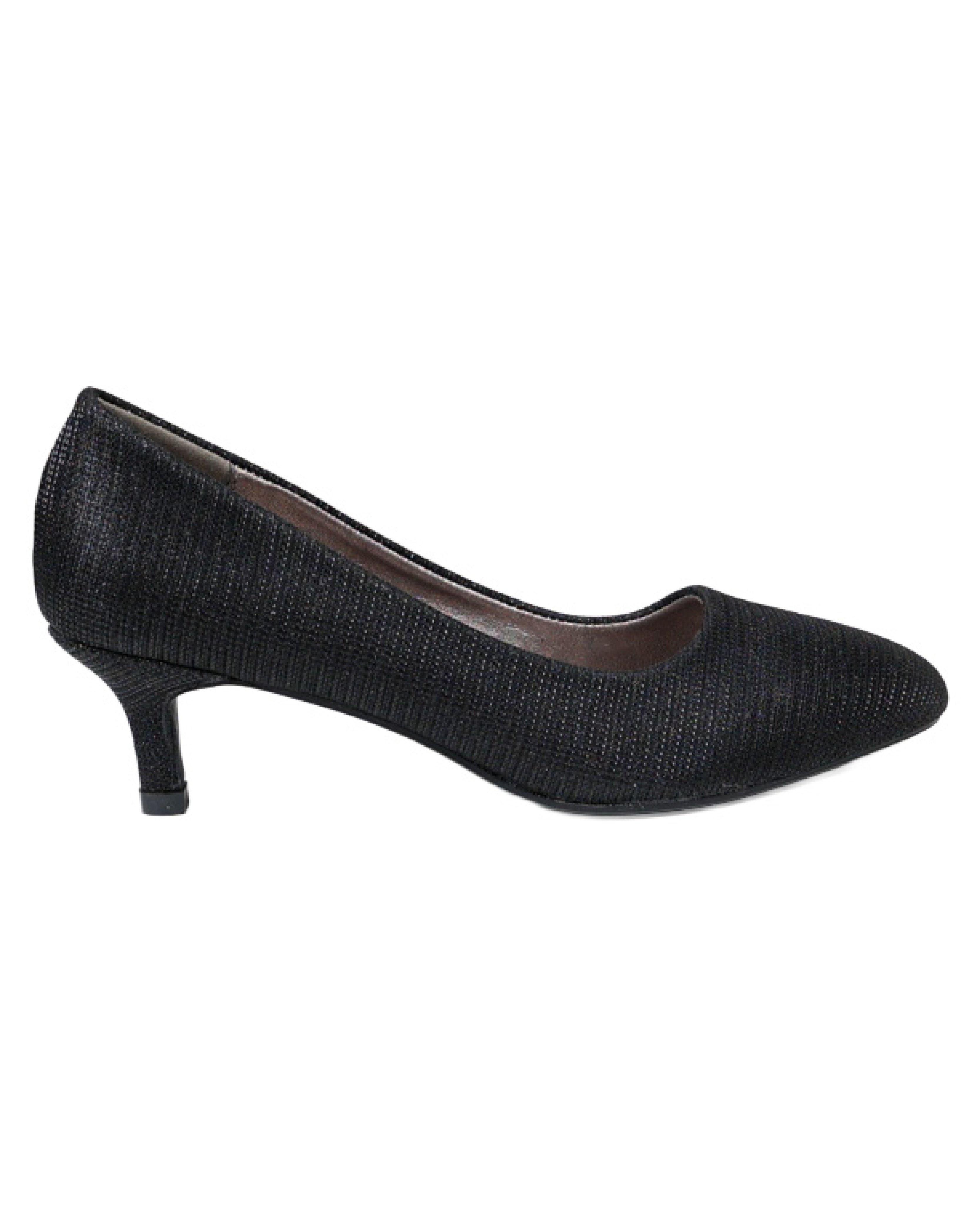 Black Shimmer Court Shoe