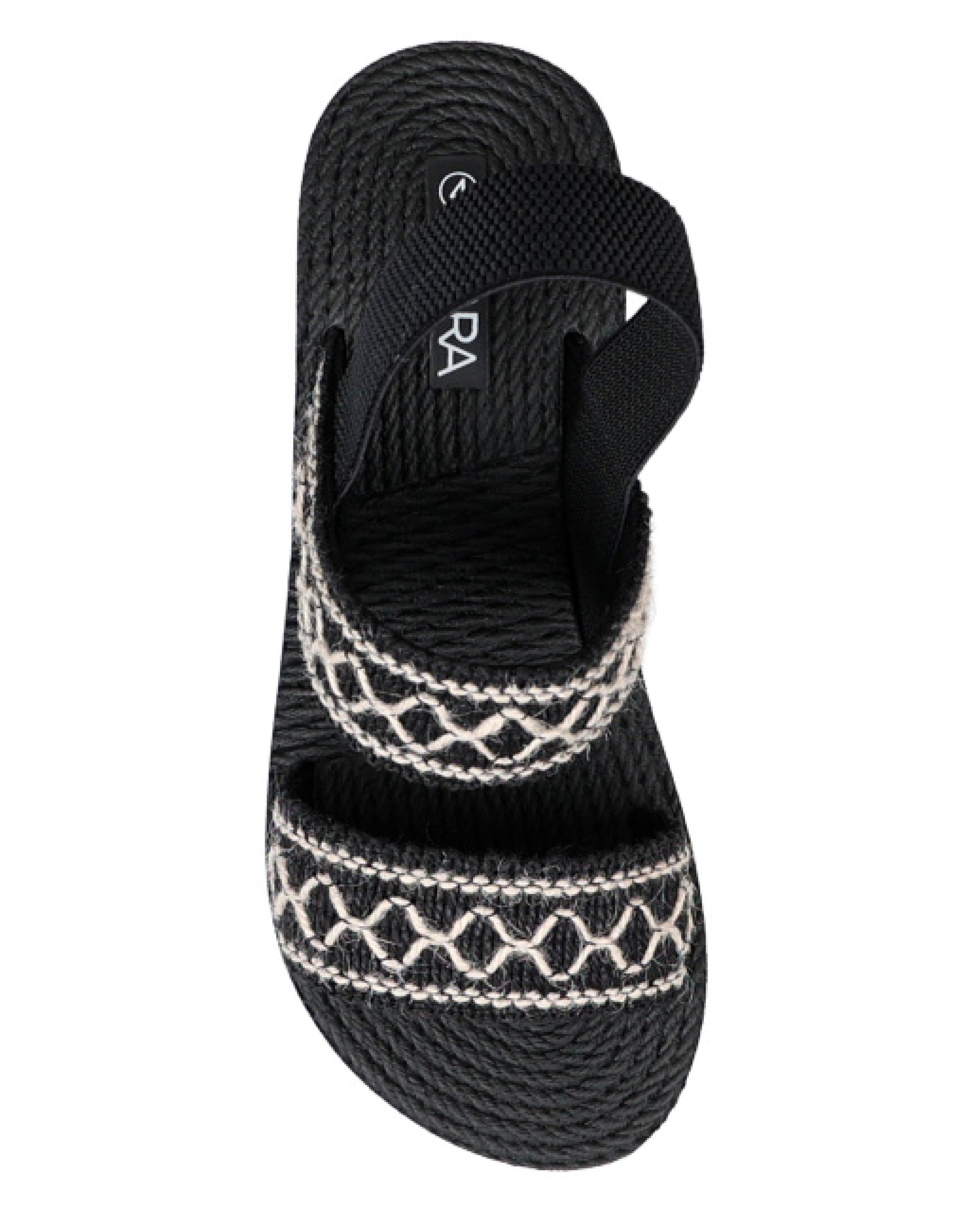 Black Double Band Elastic Detail EVA Wedge Sandal