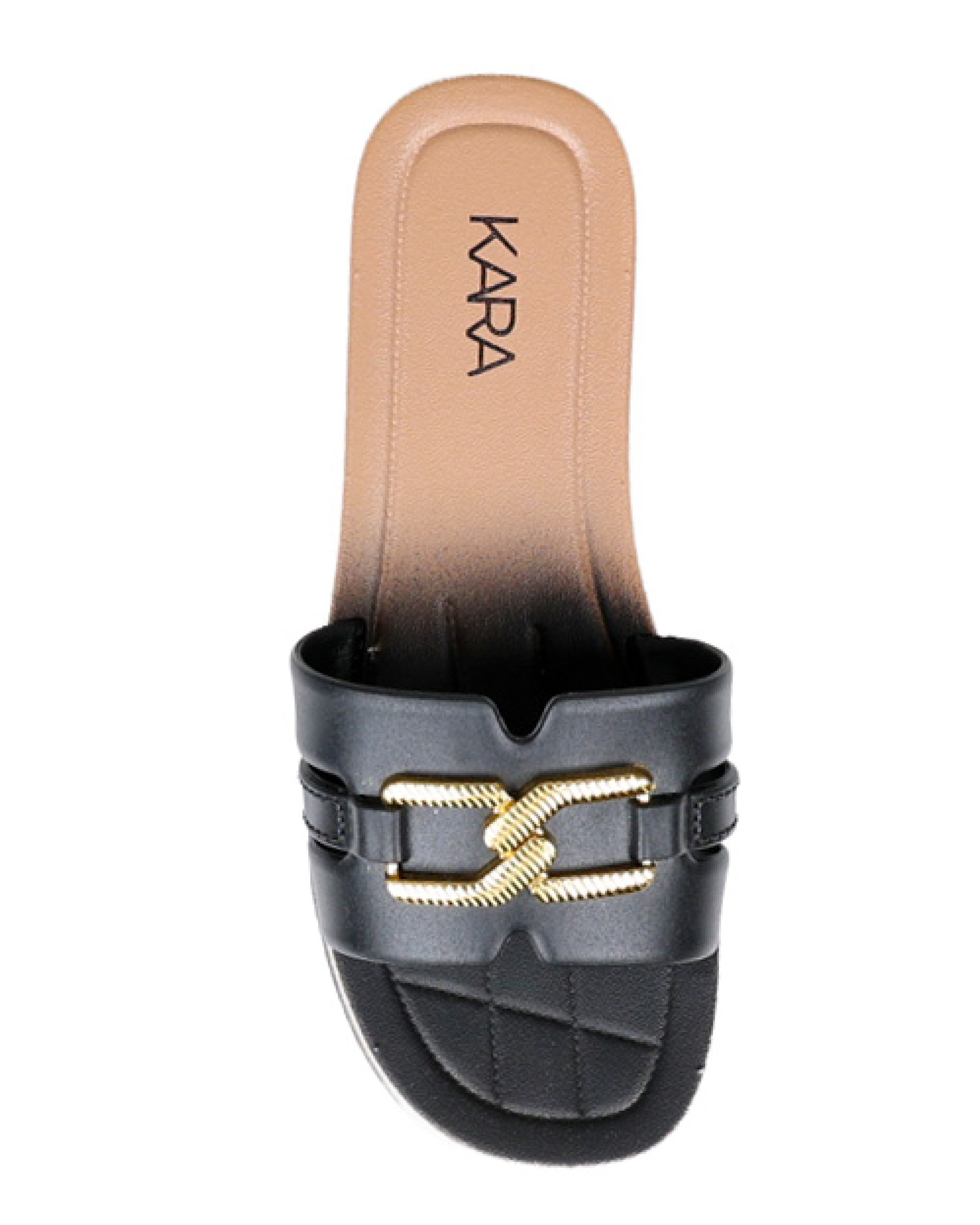 Black Buckle Detail Resort Mule