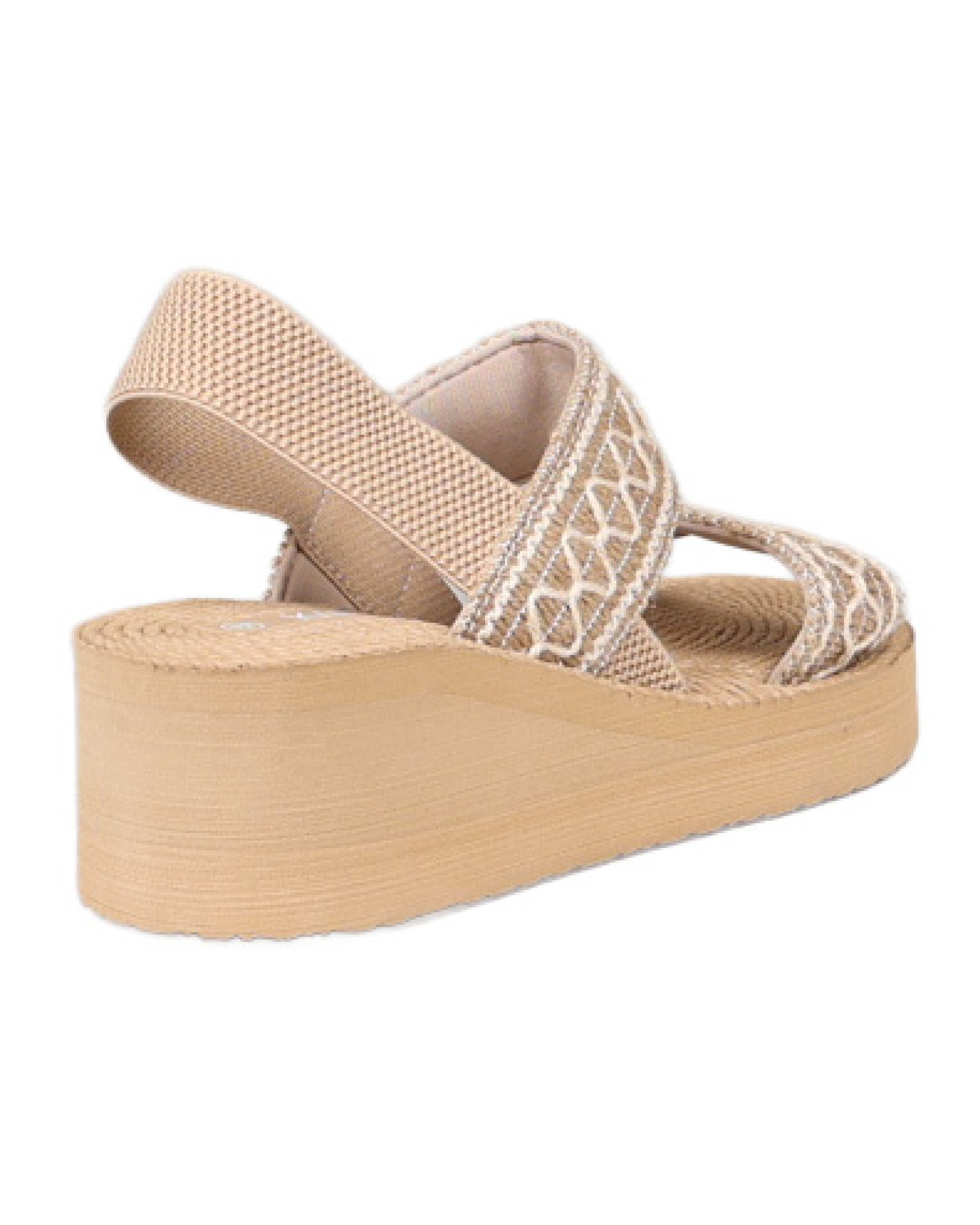 Taupe Double Band Elastic Detail EVA Wedge Sandal