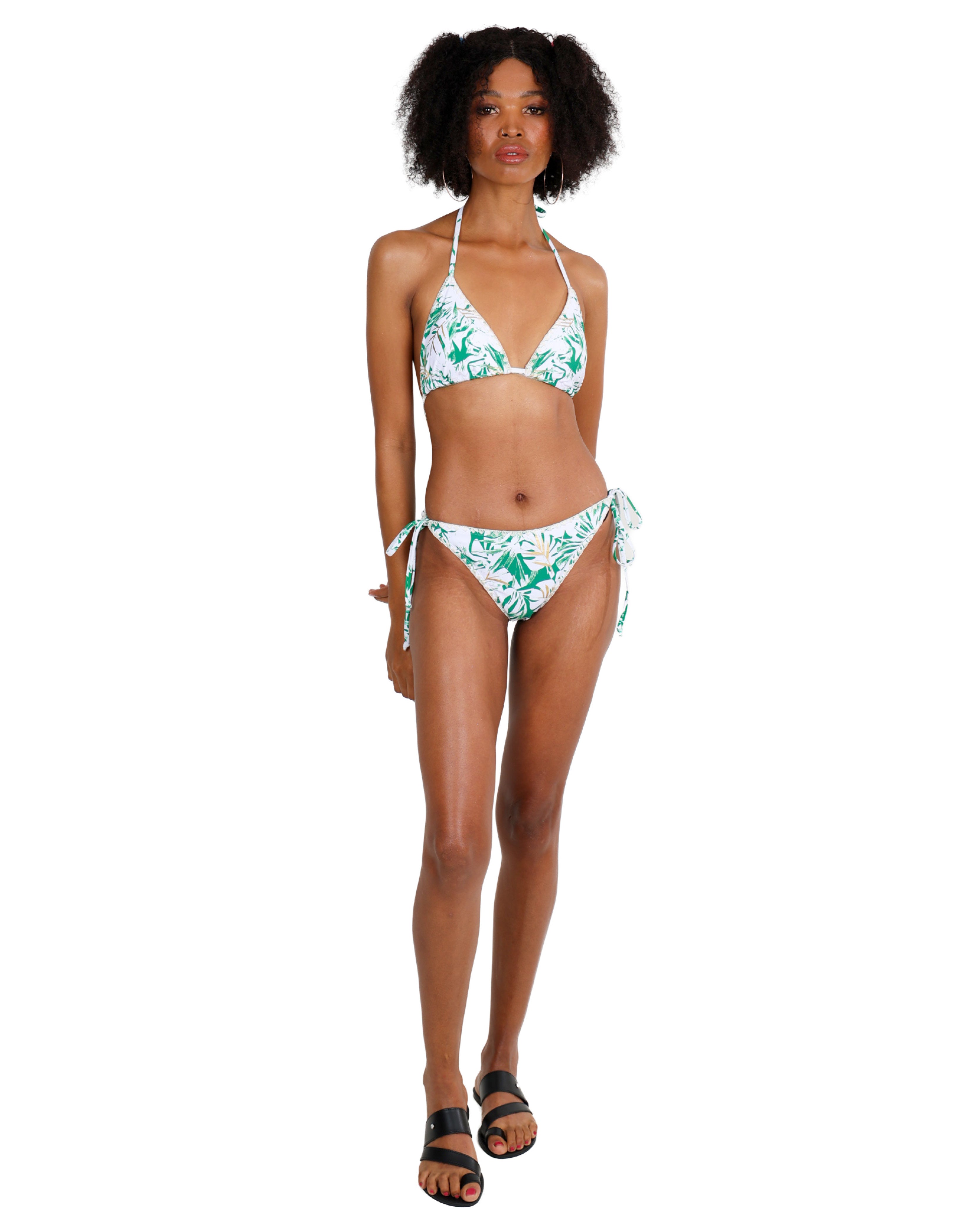 Tropical Foil Accent Triangle Bikini Top