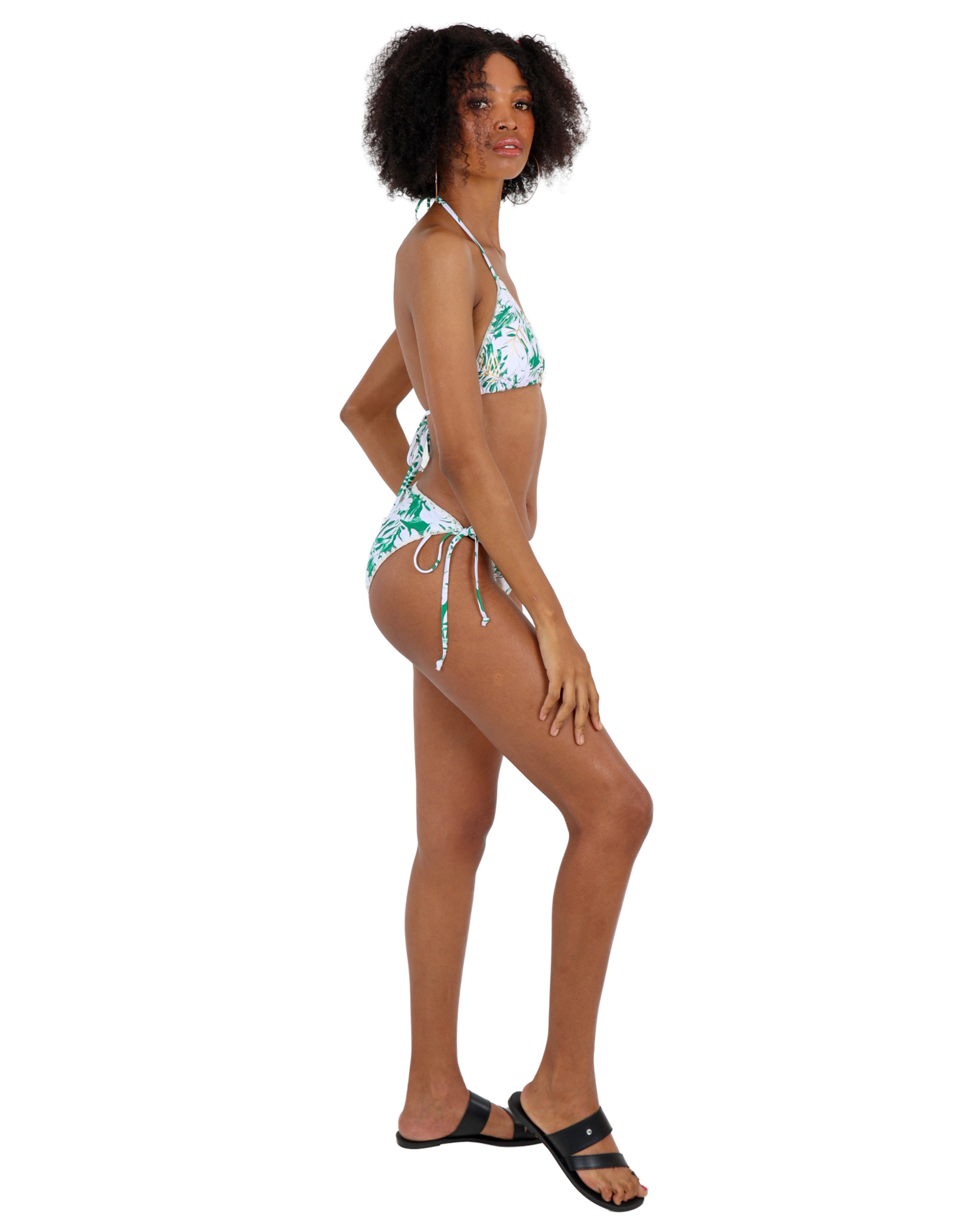 Tropical Foil Accent Triangle Bikini Top