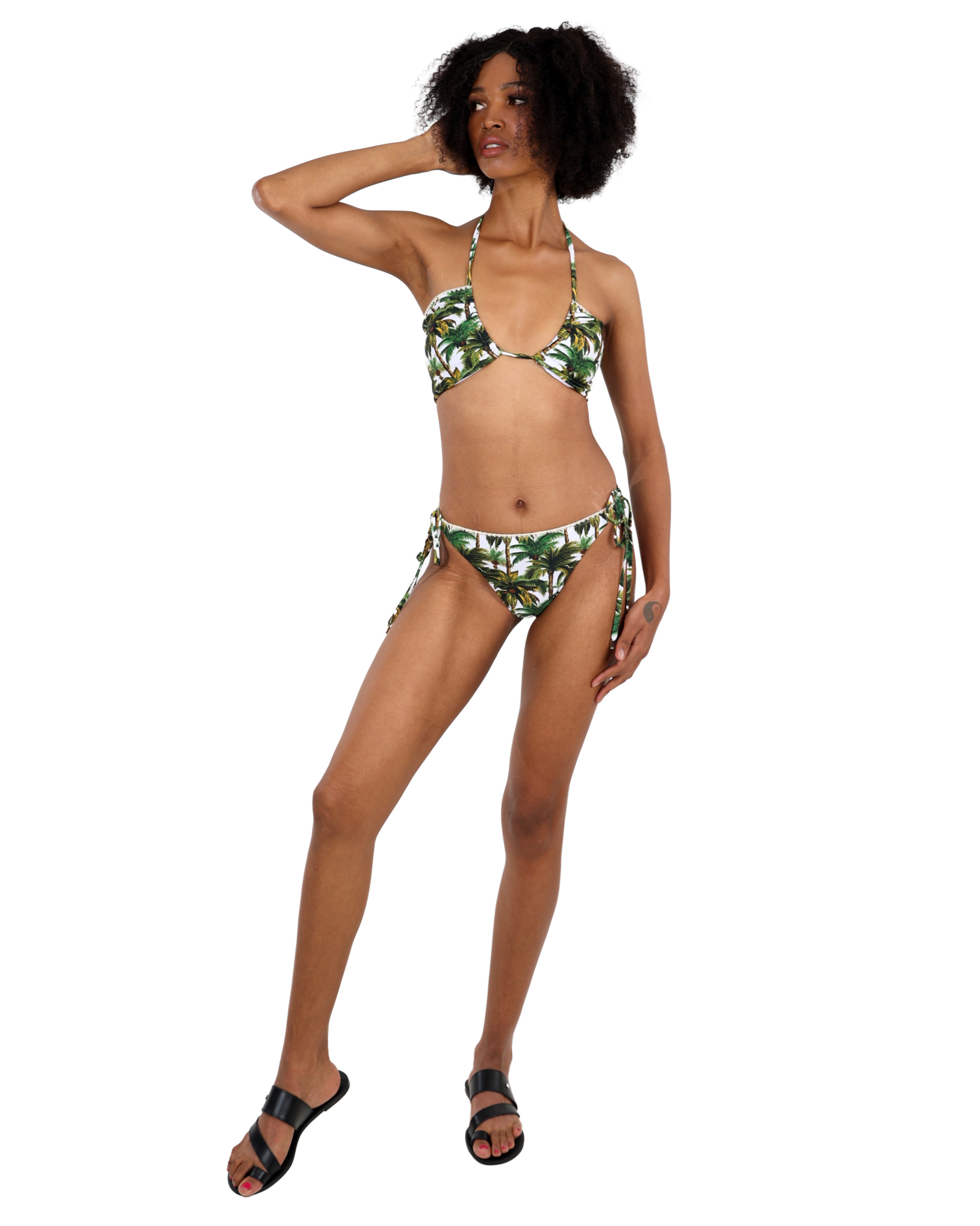 Side Tie Green Jungle Print Bikini Bottom