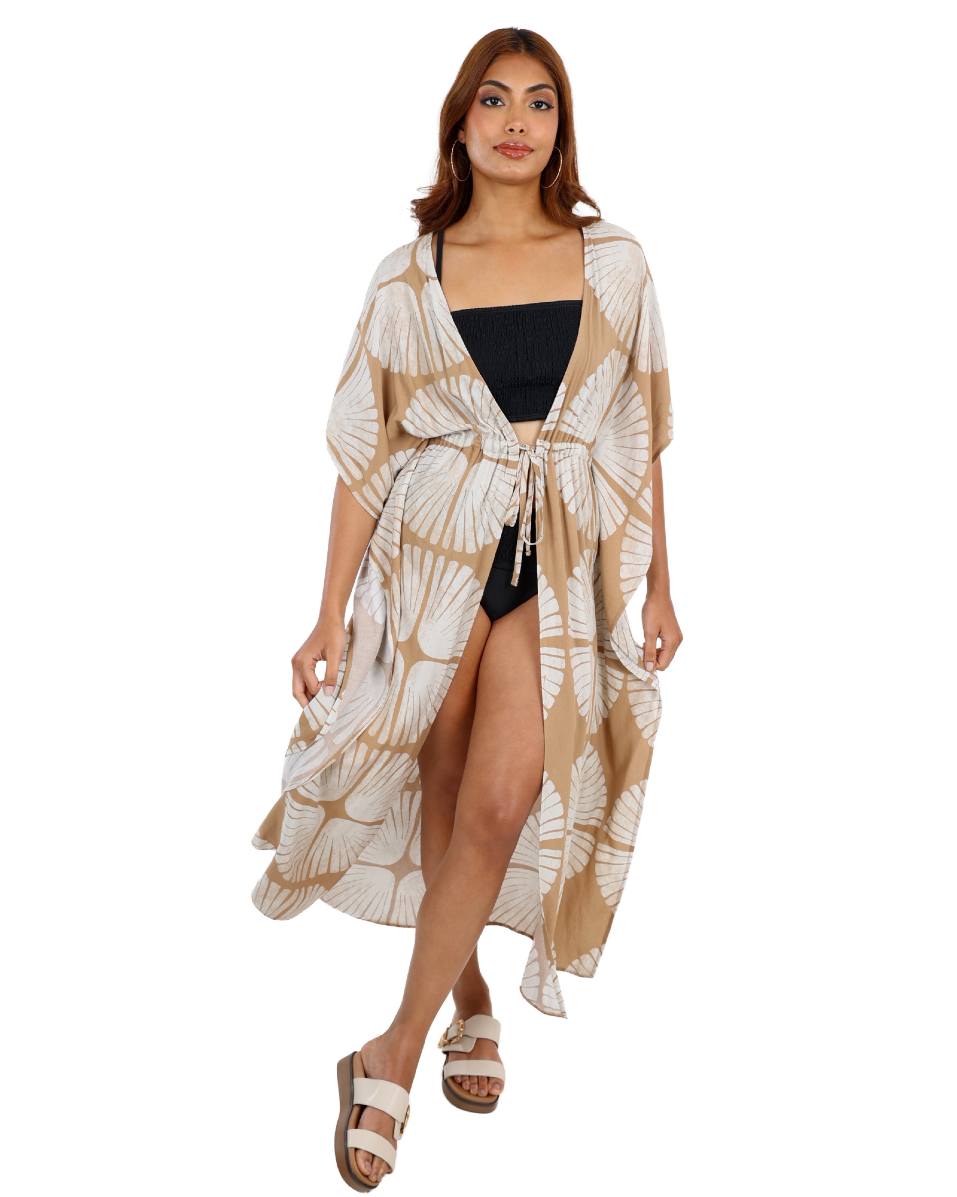 Nude & White Stamp Print Kaftan