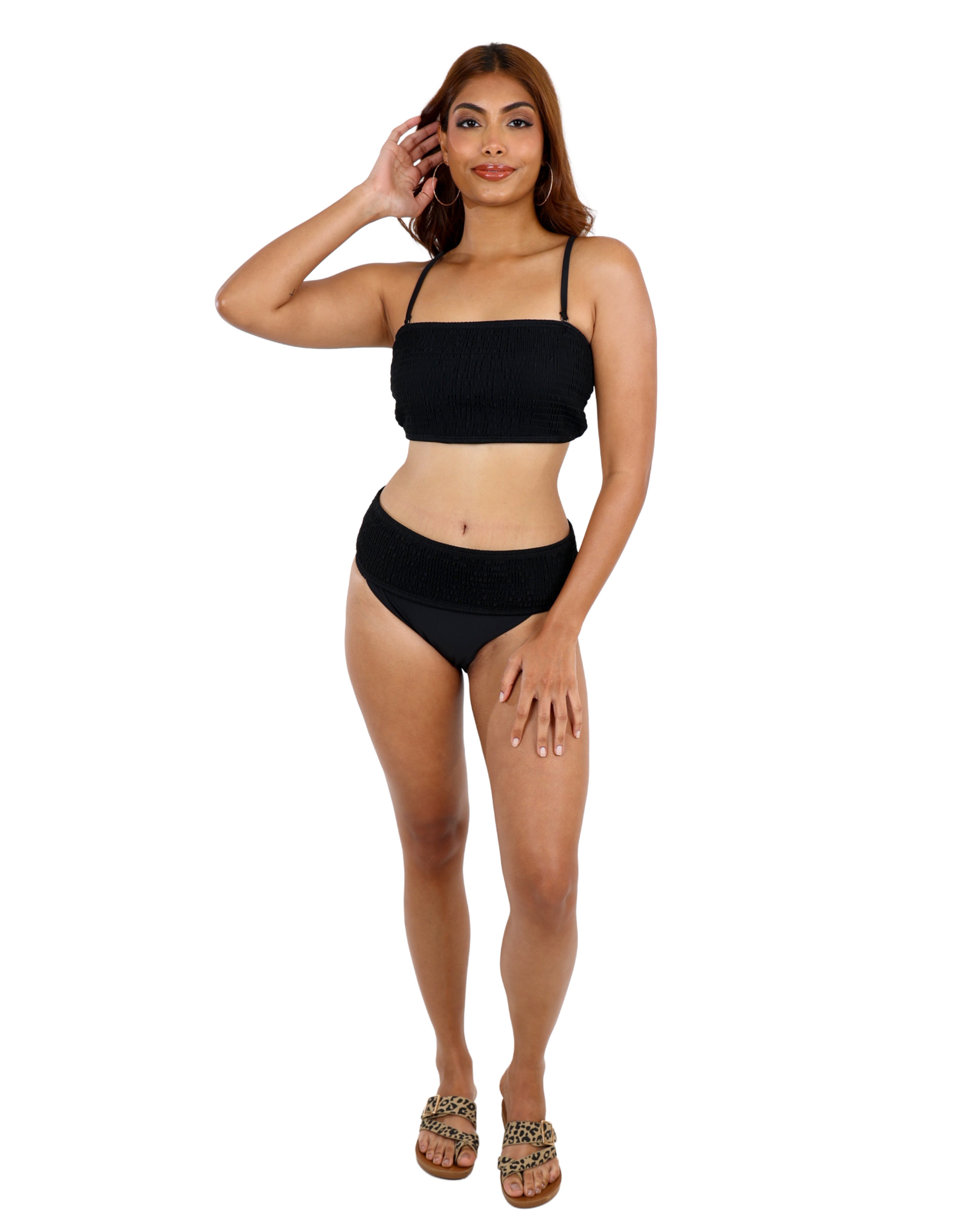 Shirred Black Bikini Bottom