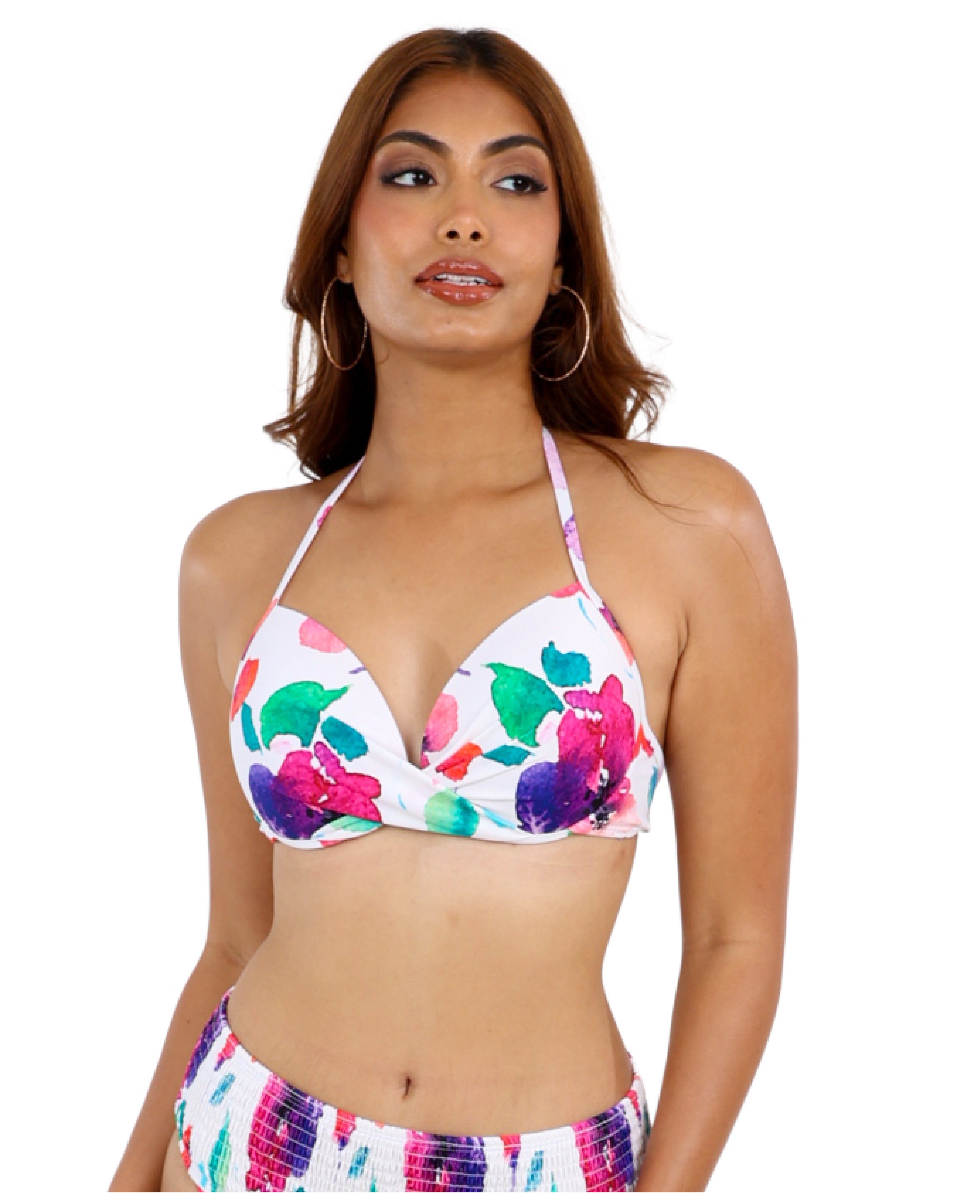 Water Colour Floral Bikini Top