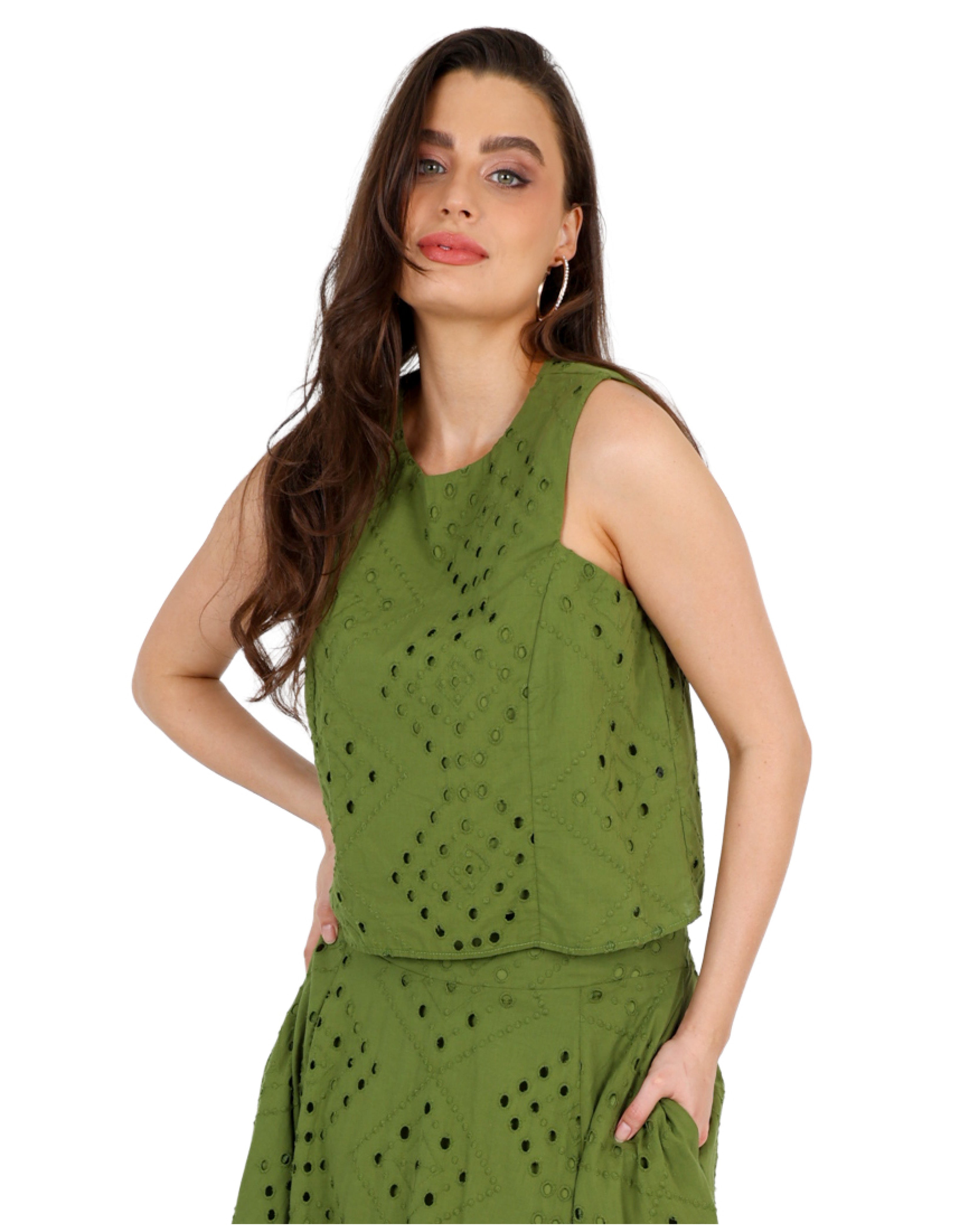 Sleeveless Anglaise Blouse