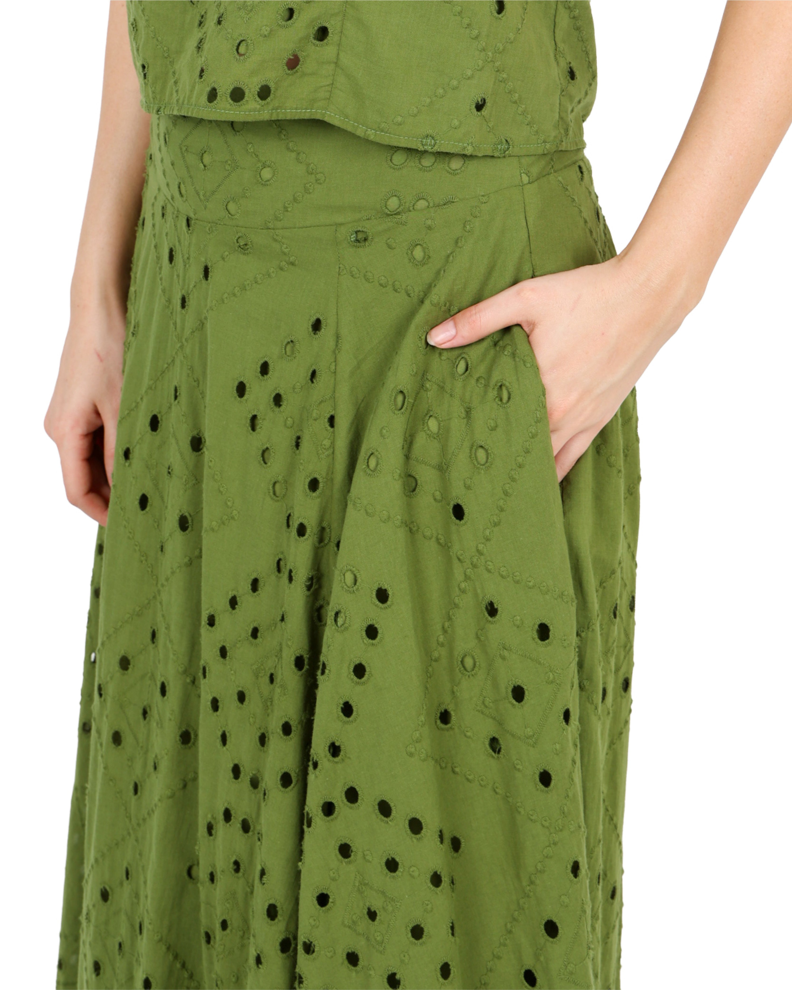 Flared Anglaise Maxi Skirt