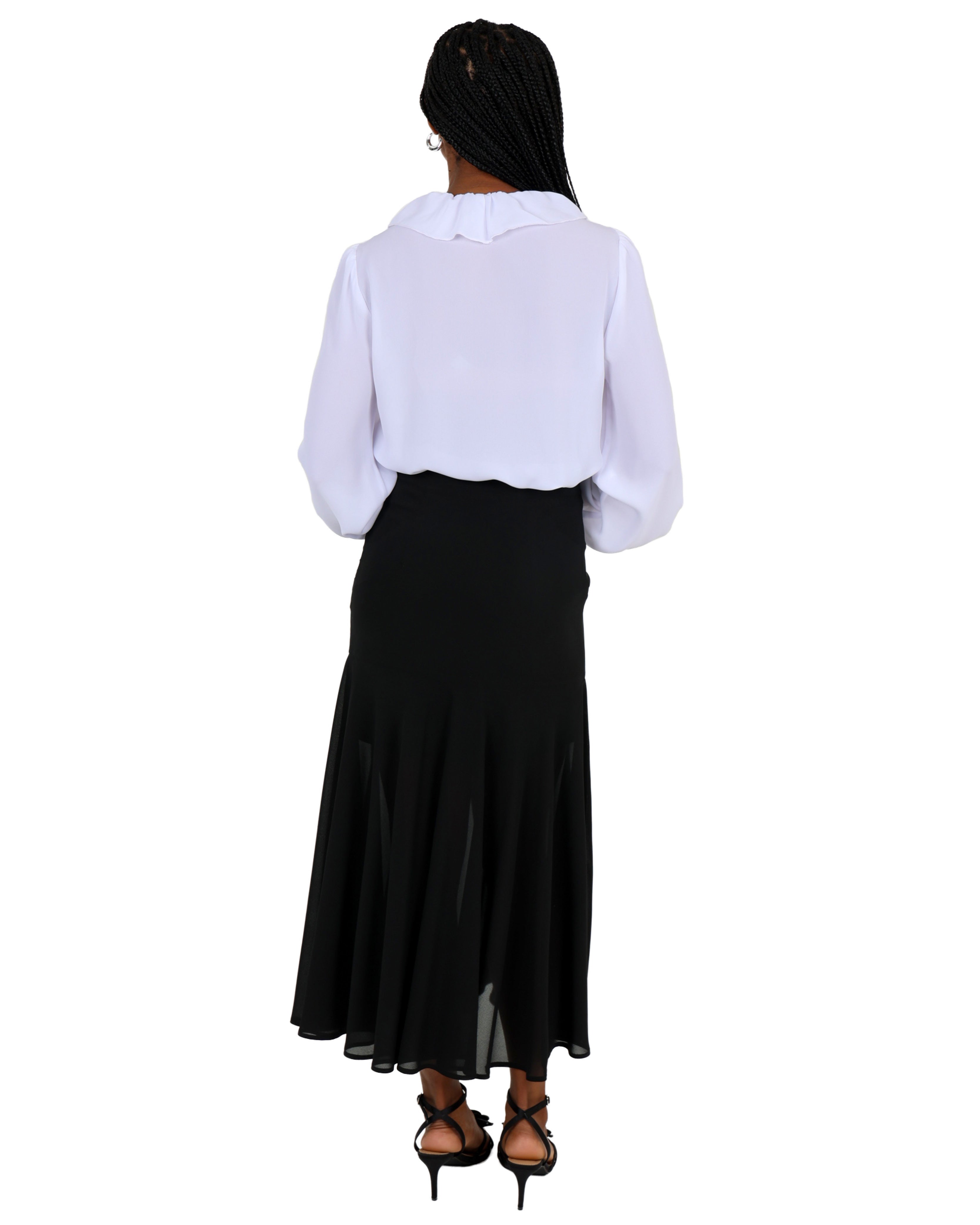 Black Flared Maxi Skirt