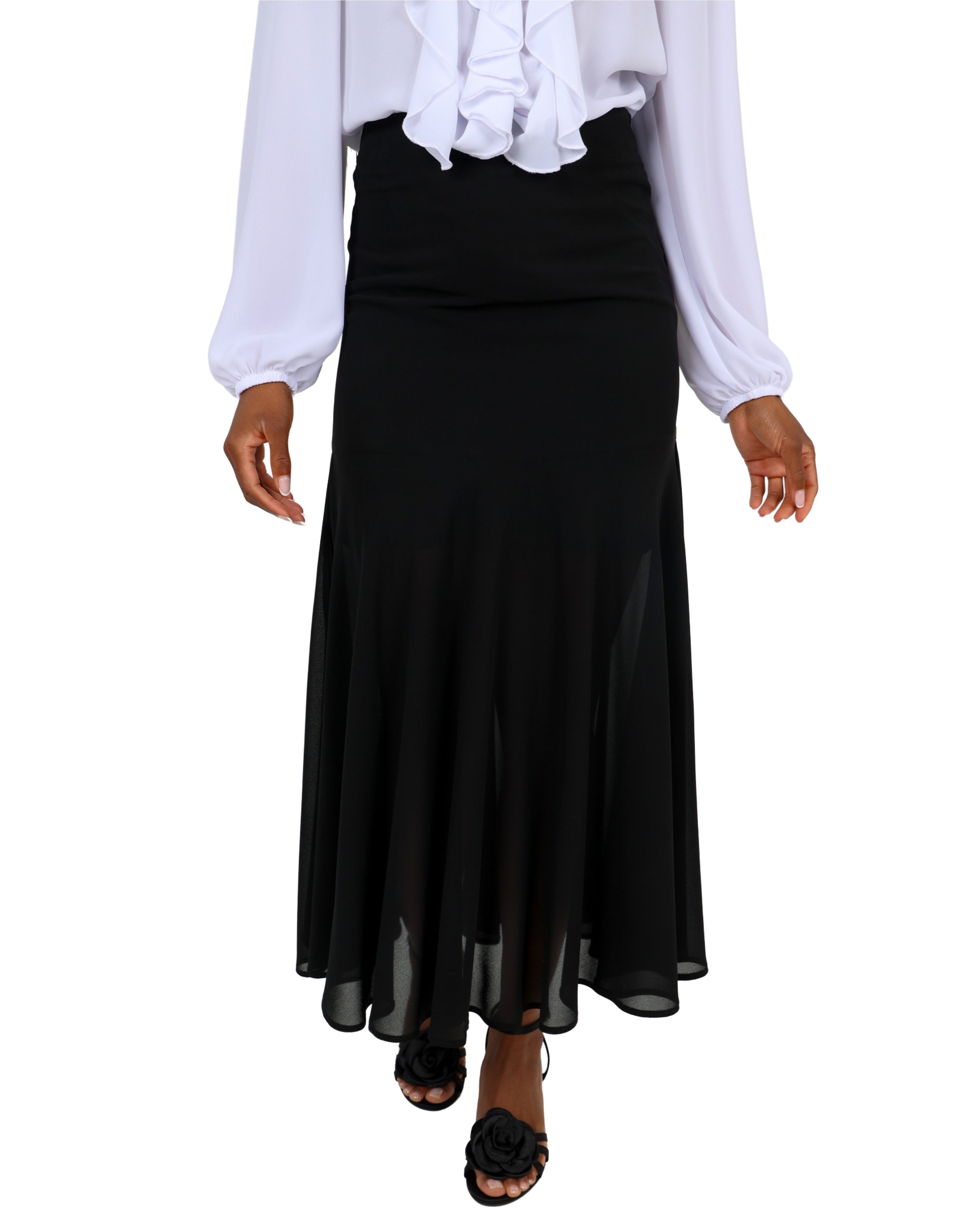 Black Flared Maxi Skirt