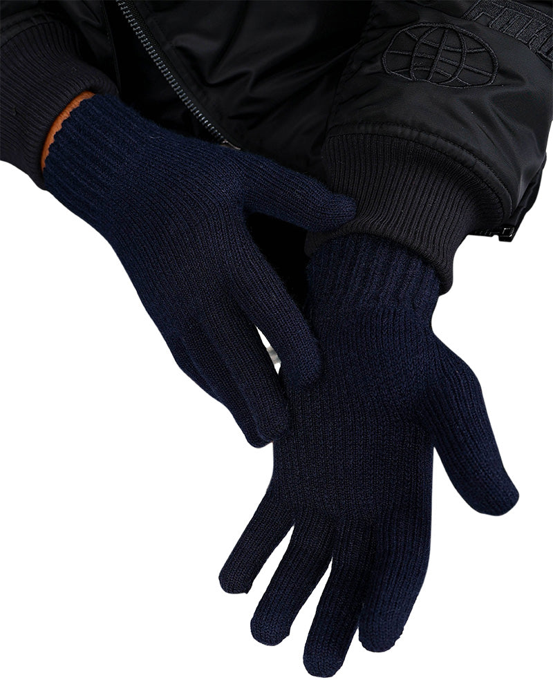 Navy Classic Knitted Gloves