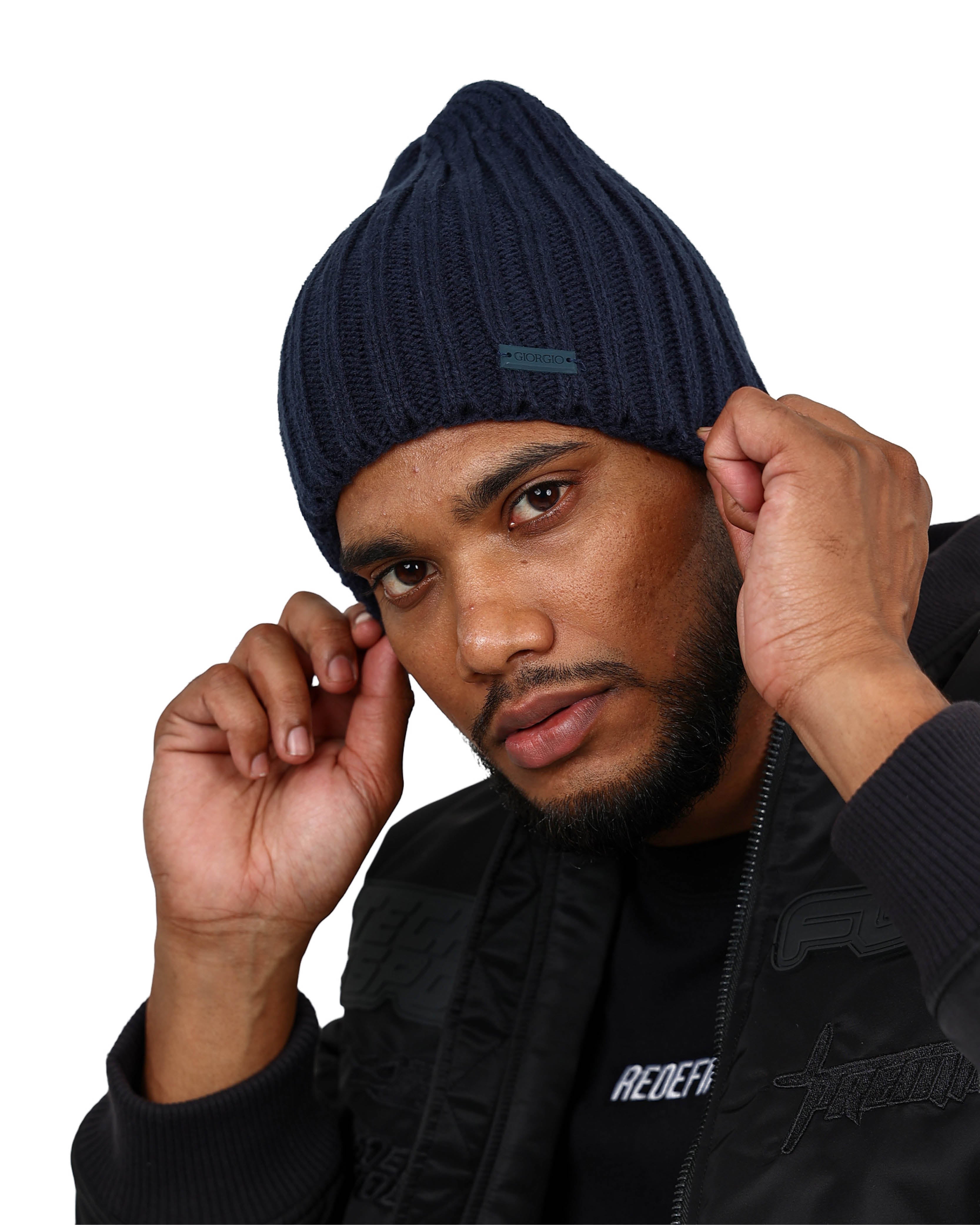 Navy Giorgio Knitted Beanie