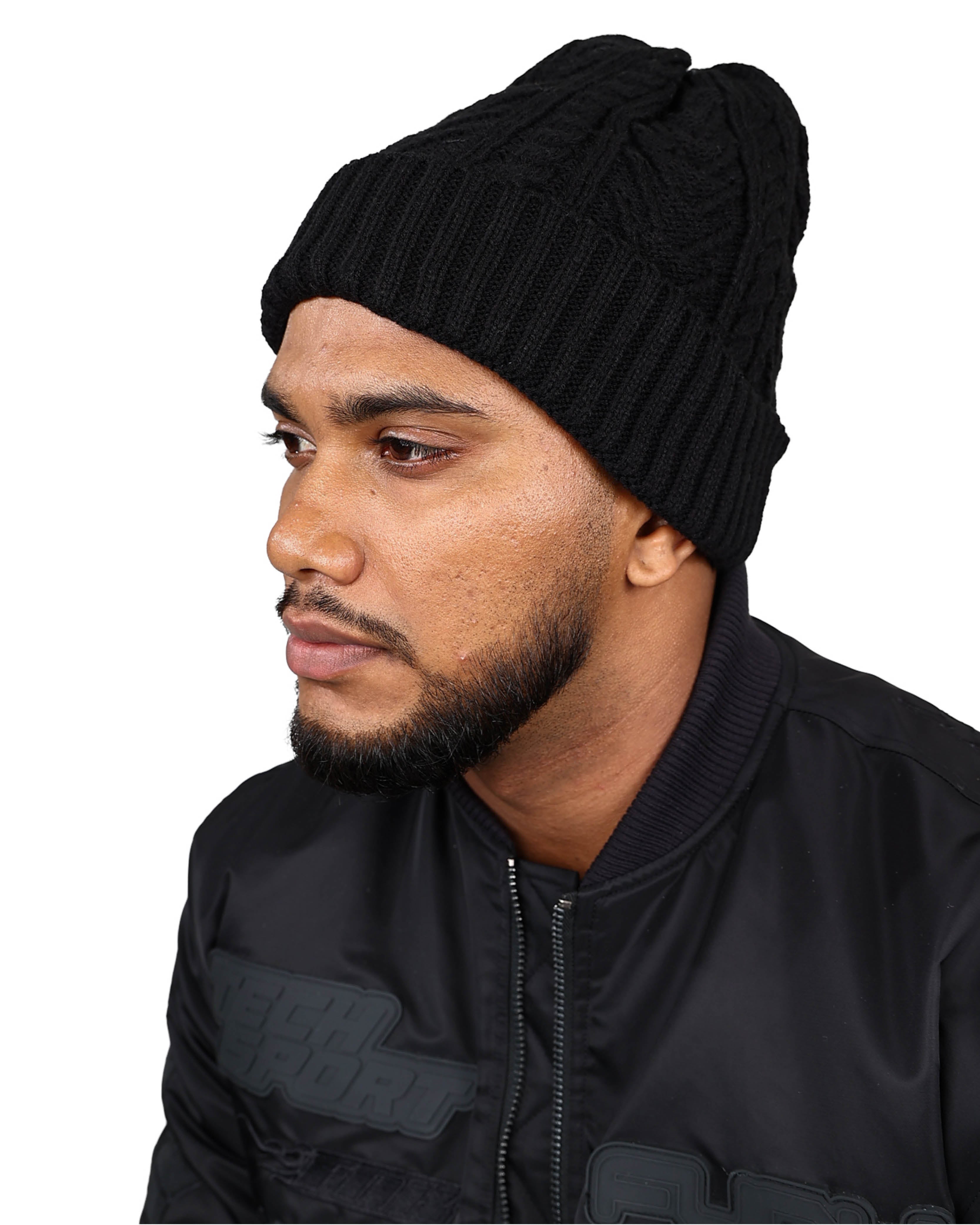 2 Pack Cable Knit Grey & Black Beanies