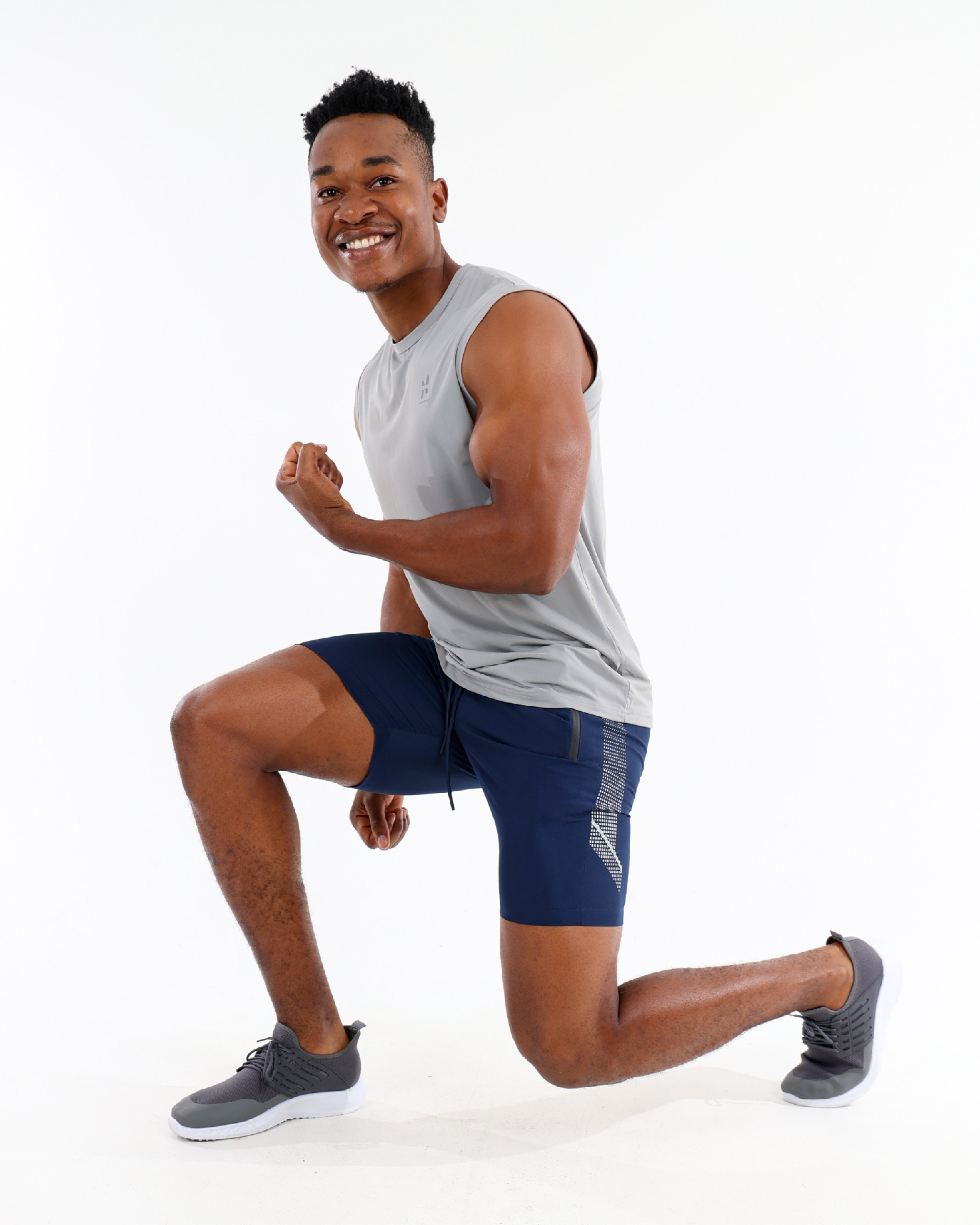 Navy Stretch Active Long Shorts