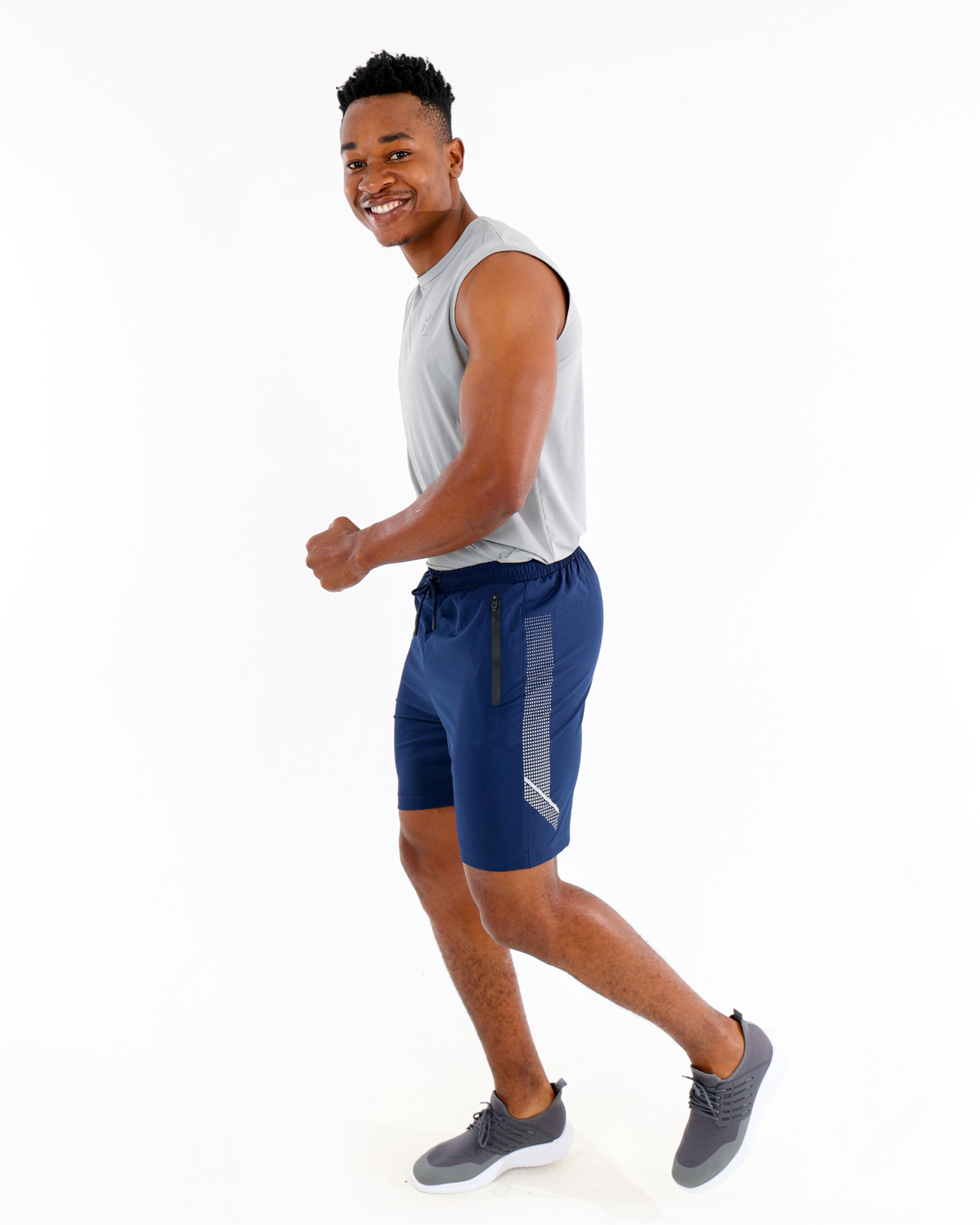 Navy Stretch Active Long Shorts