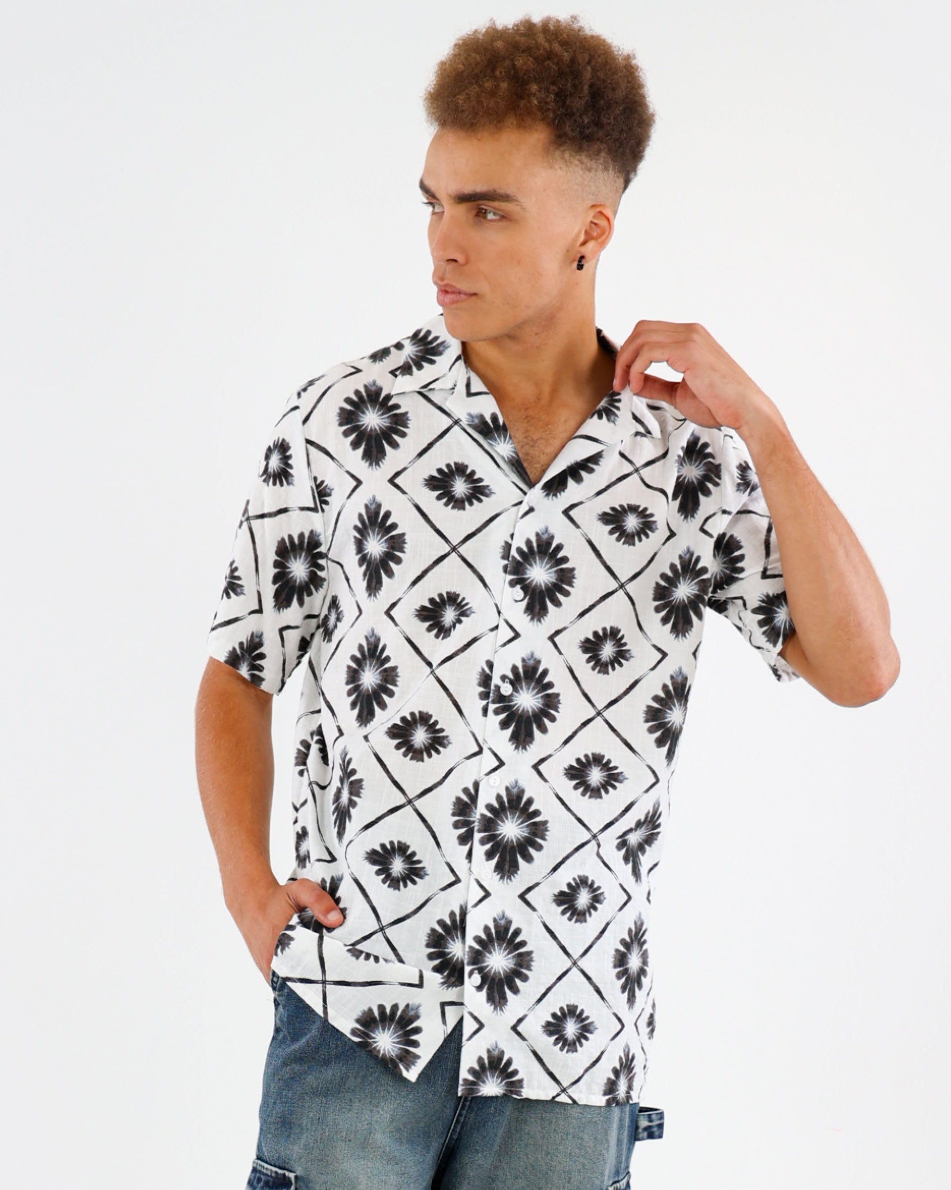 Short Sleeve Tie-Dye Cotton Slub Shirt