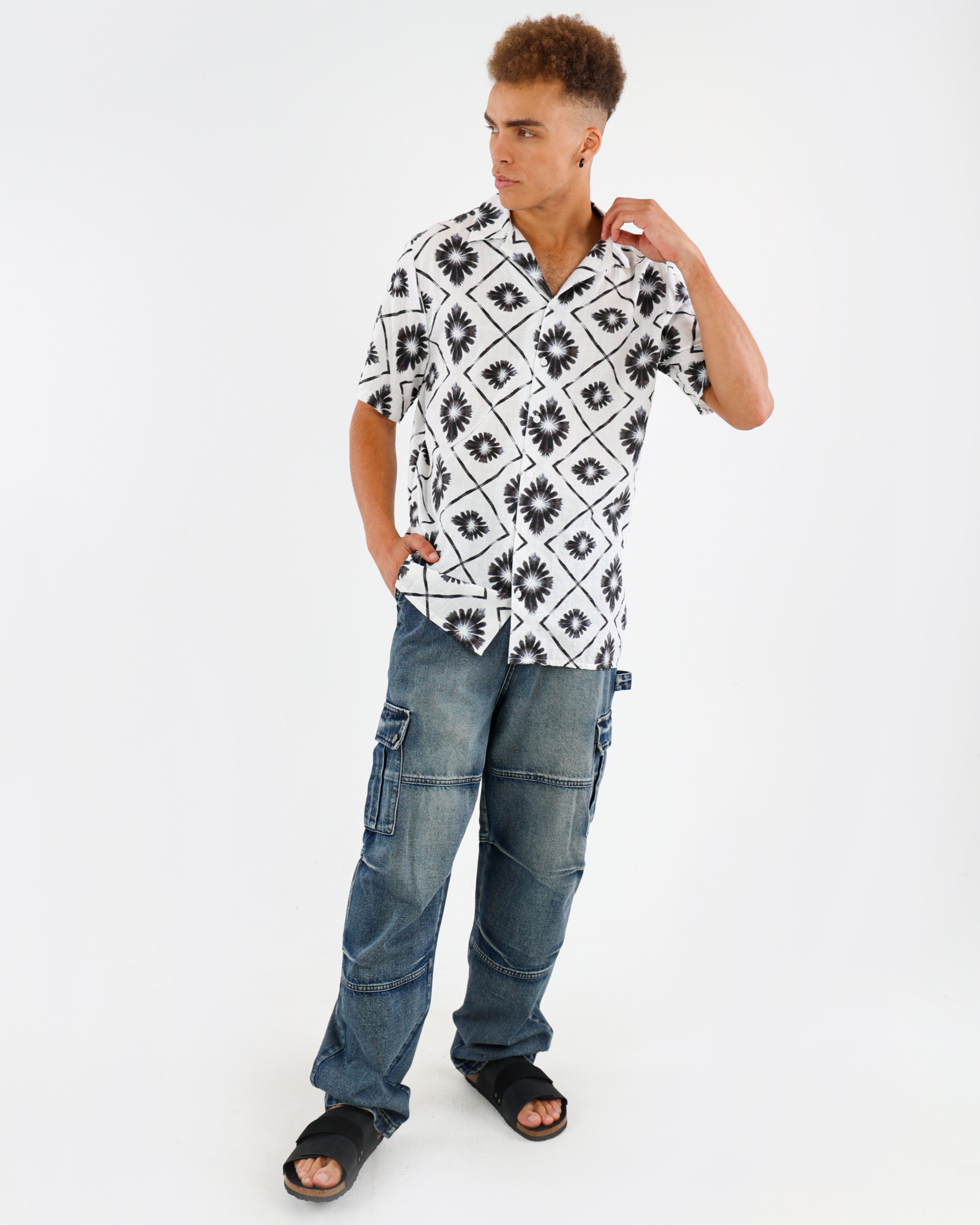 Short Sleeve Tie-Dye Cotton Slub Shirt