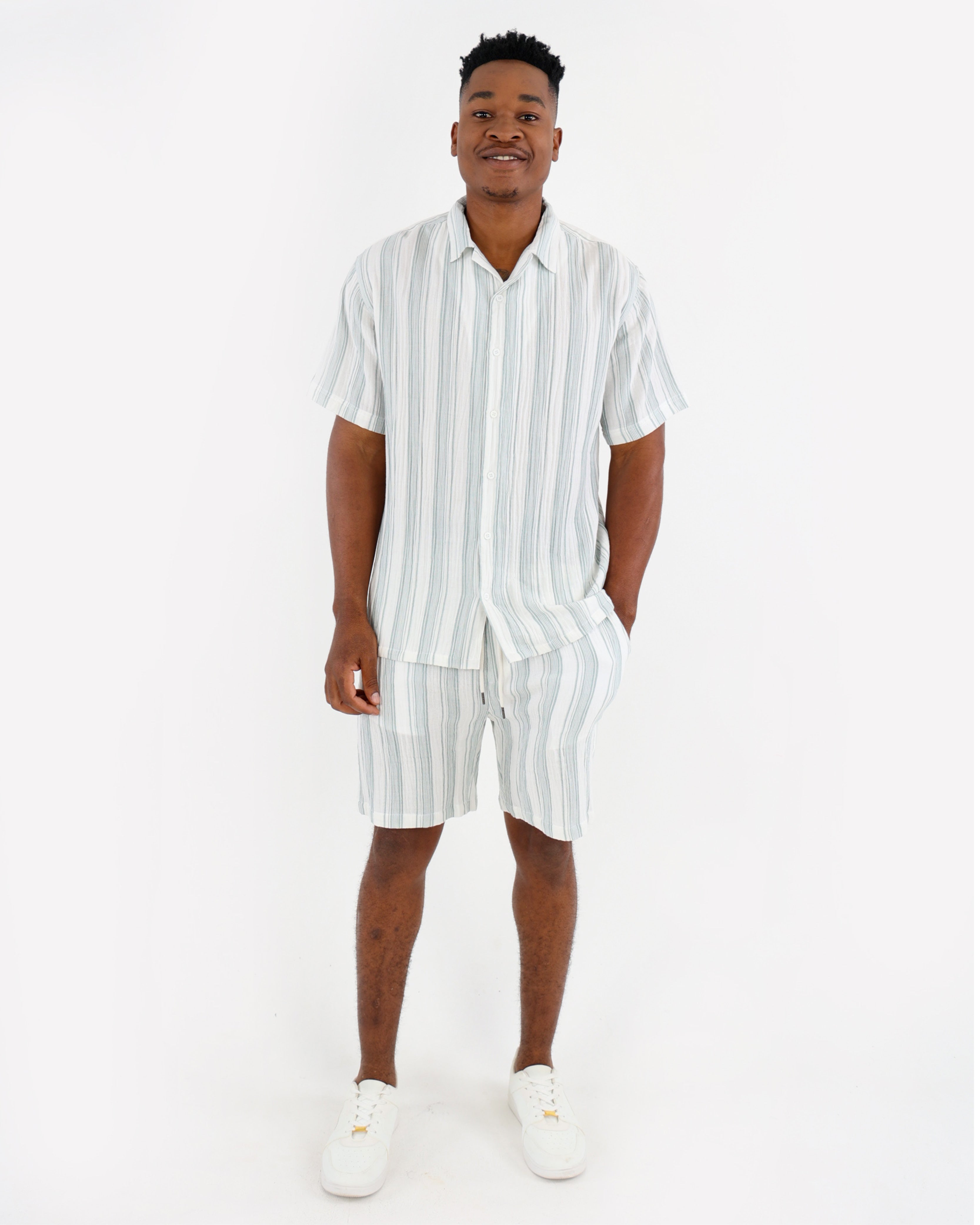 100% Cotton Relaxed Fit Double Stripe Shorts