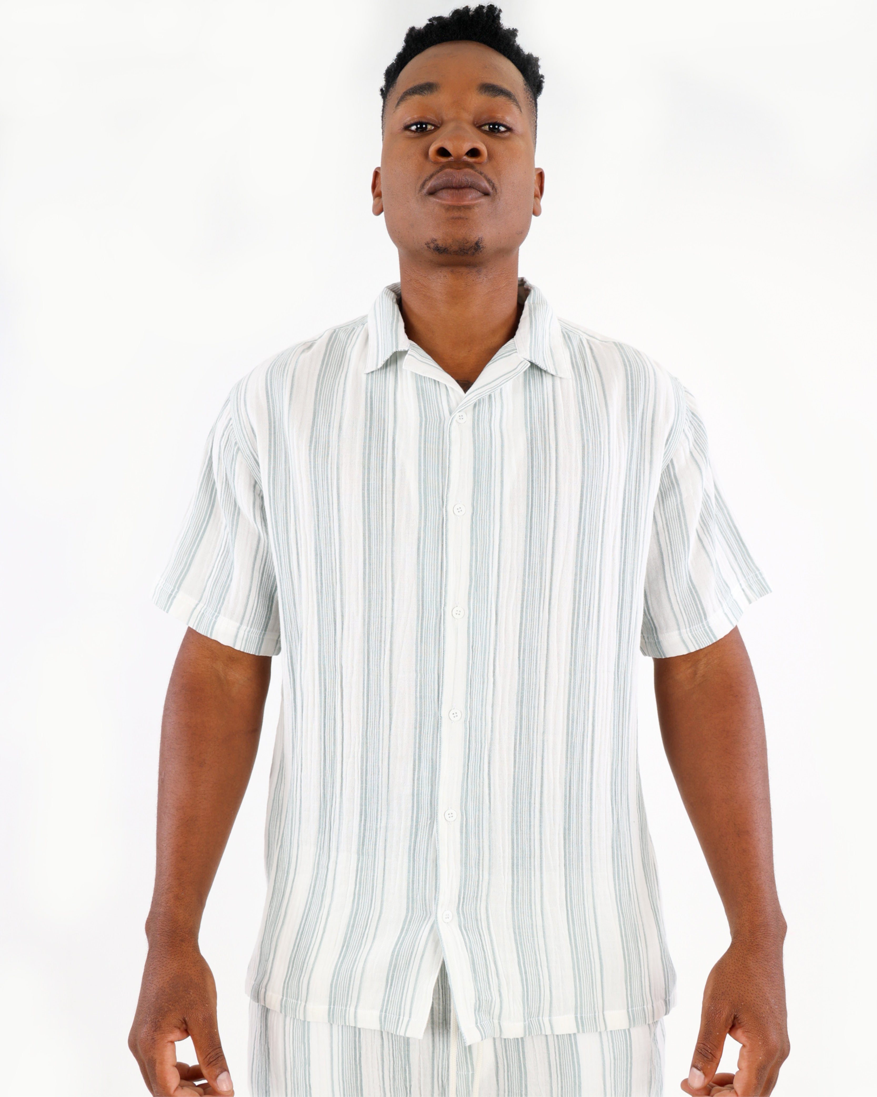 100% Cotton Double Stripe Short Sleeve Shirt