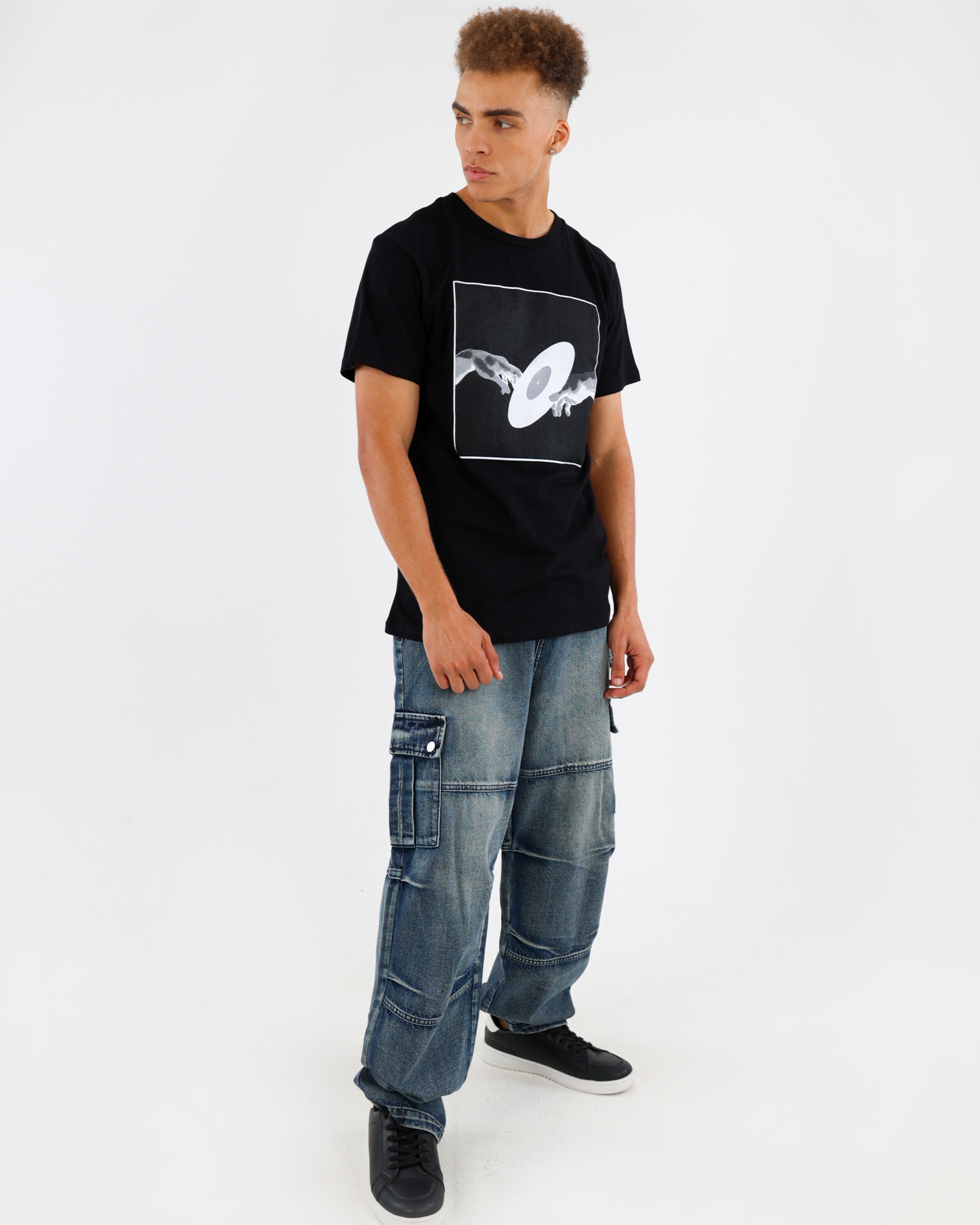 Acid Wash Loose Fit Cargo Jeans