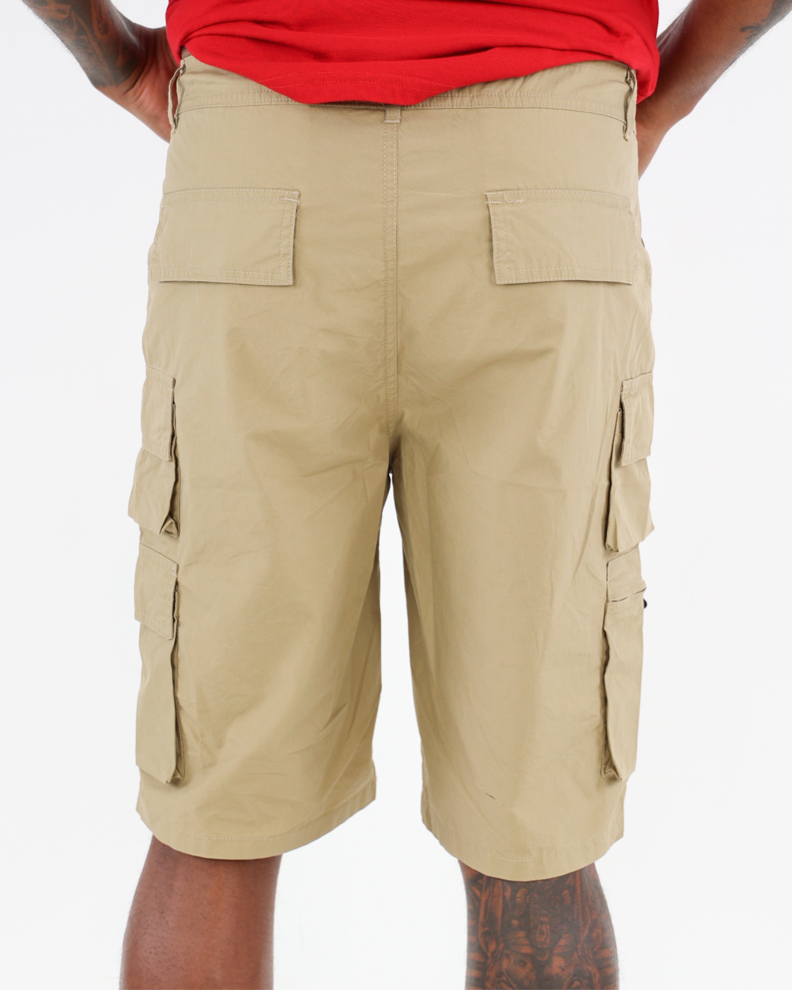 Khaki Poplin Cargo Shorts