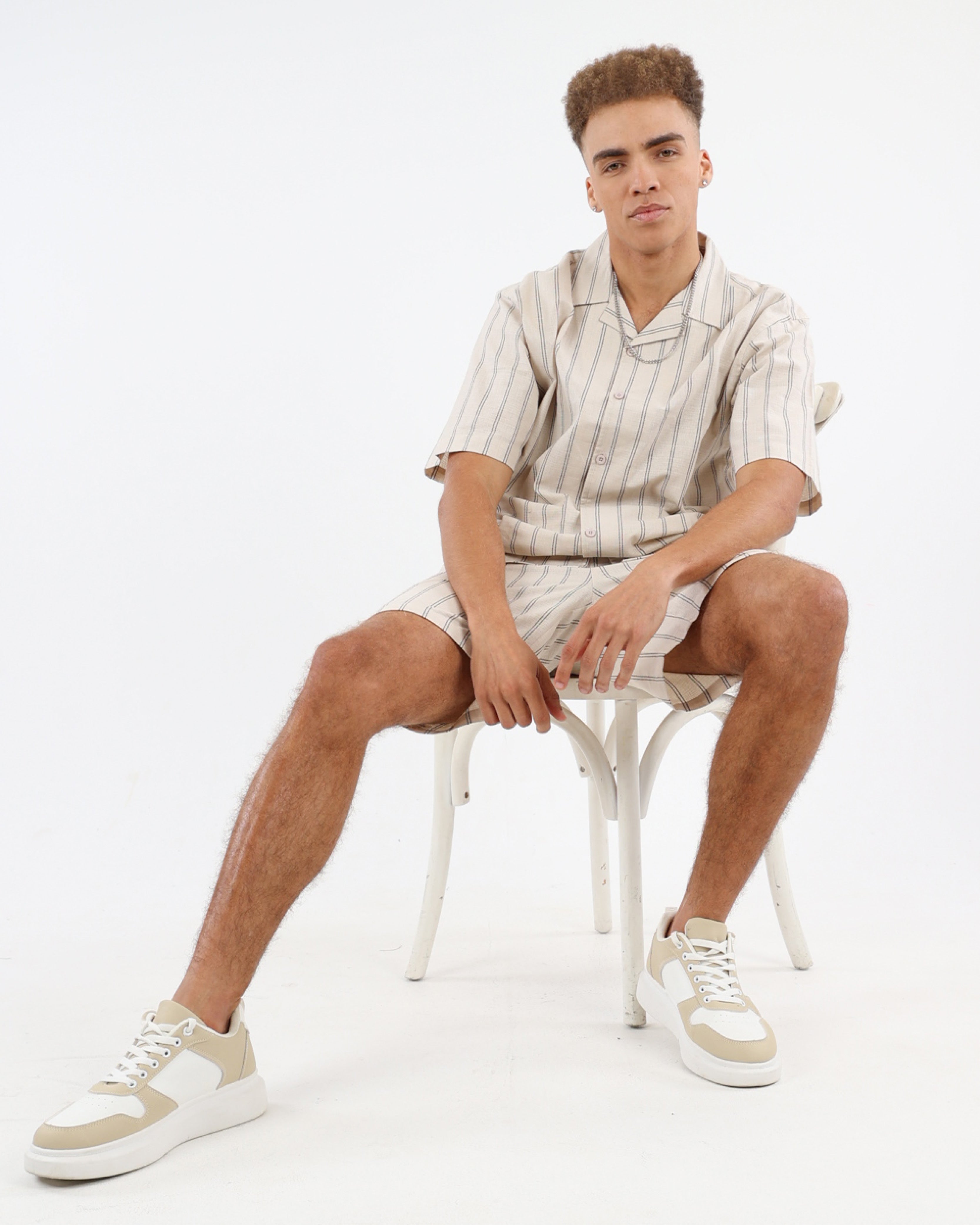 Woven Stripe Relaxed Fit Shorts