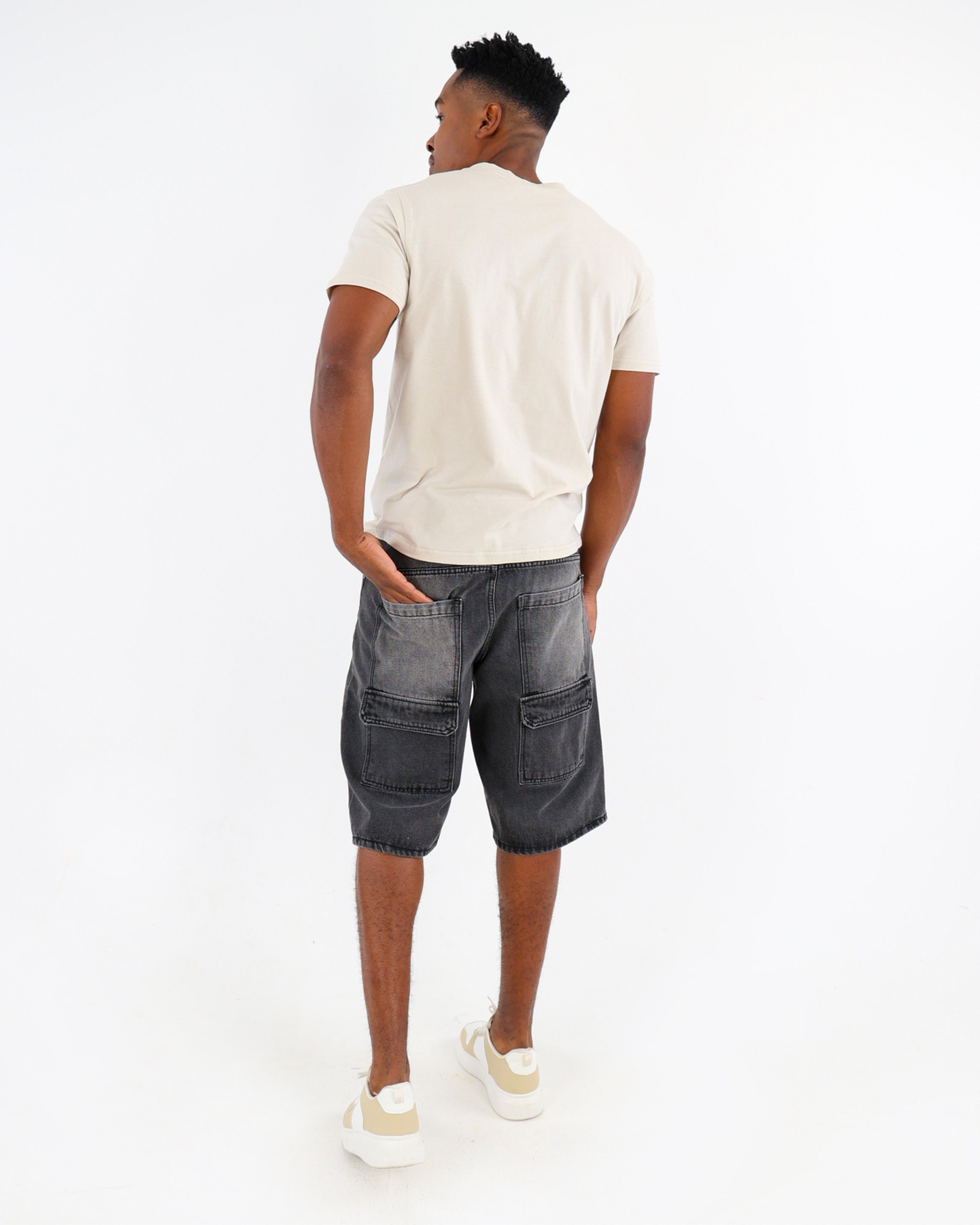 Loose Fit Long Denim Shorts