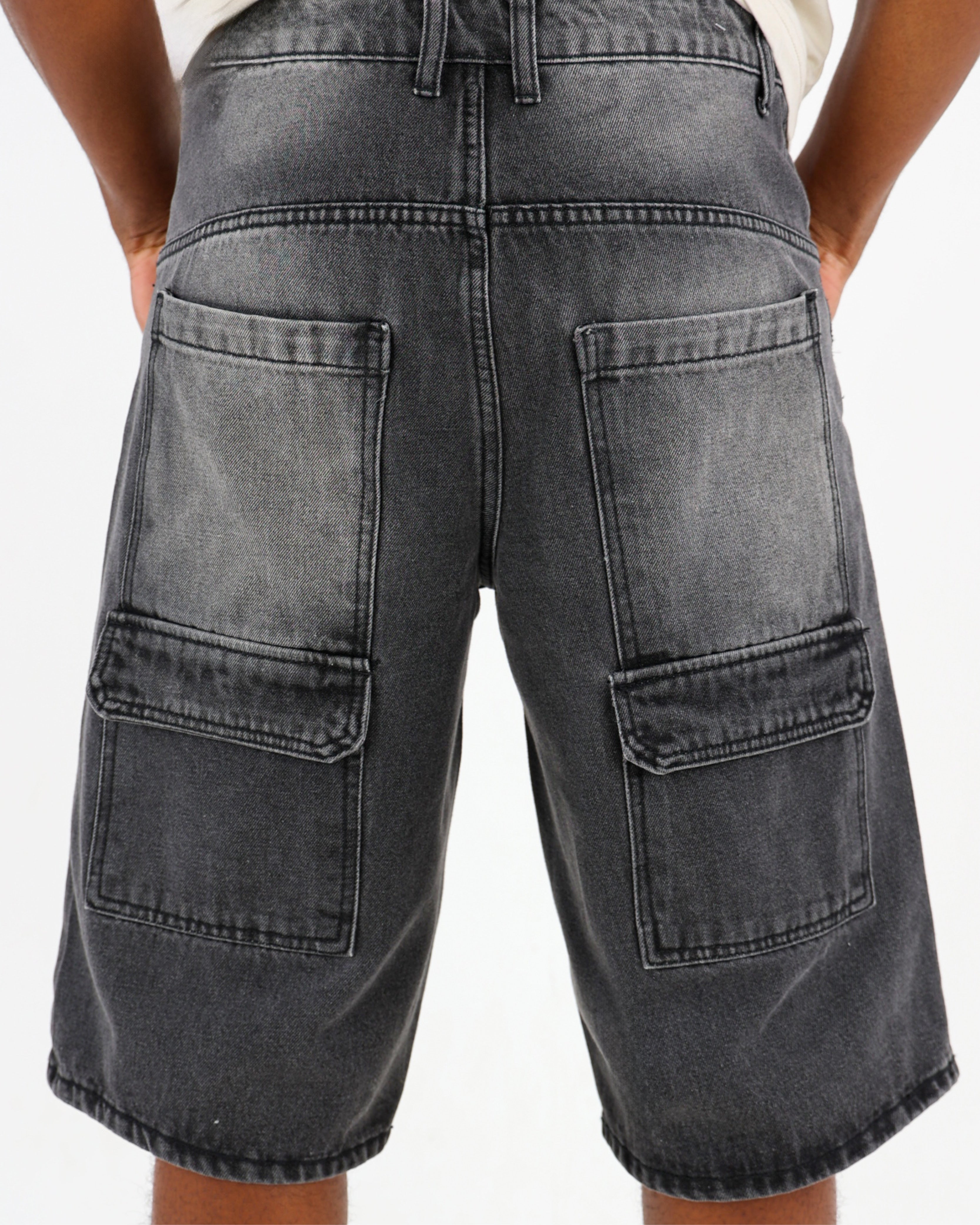 Loose Fit Long Denim Shorts