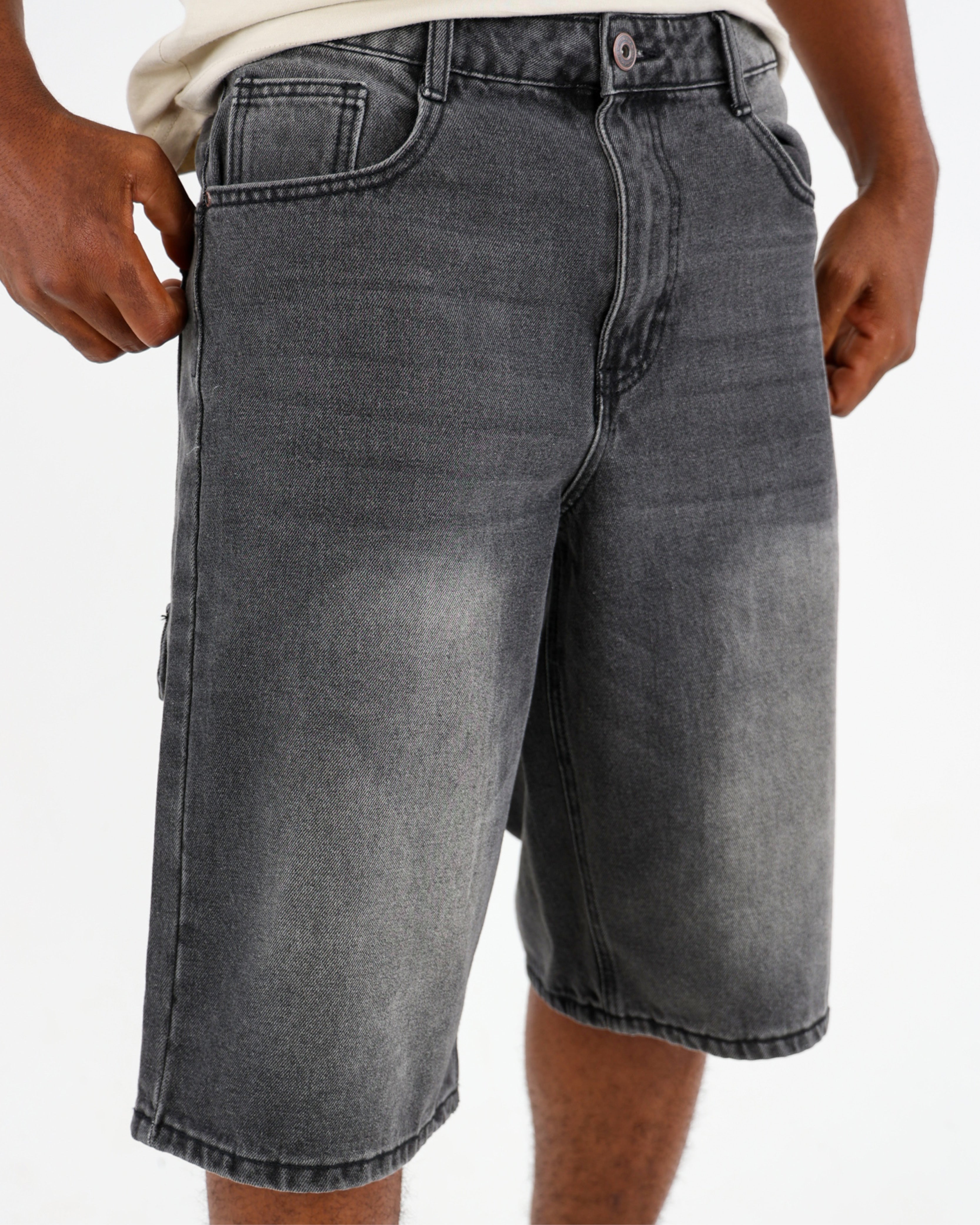 Loose Fit Long Denim Shorts