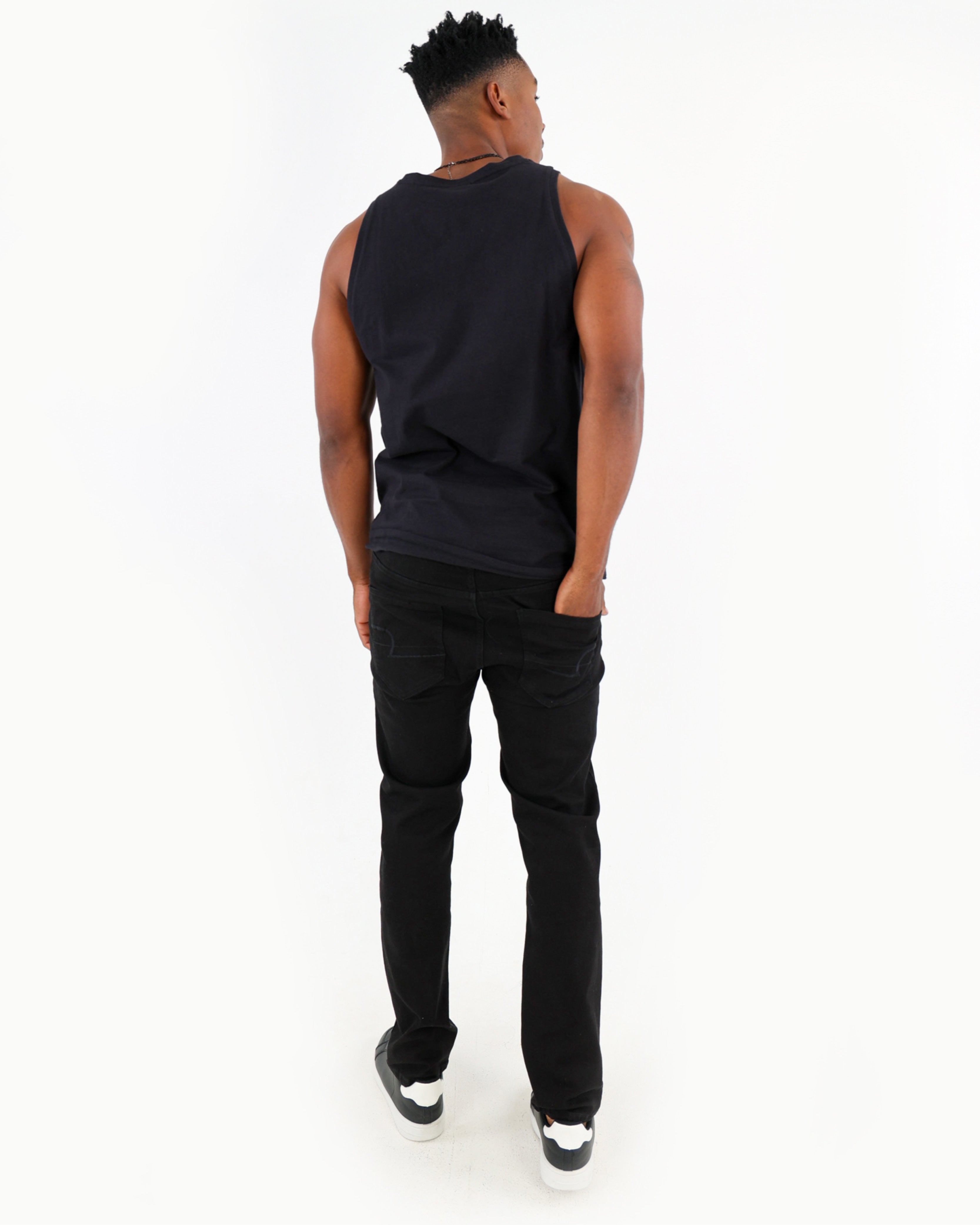 Black Slim Fit Tapered Jeans