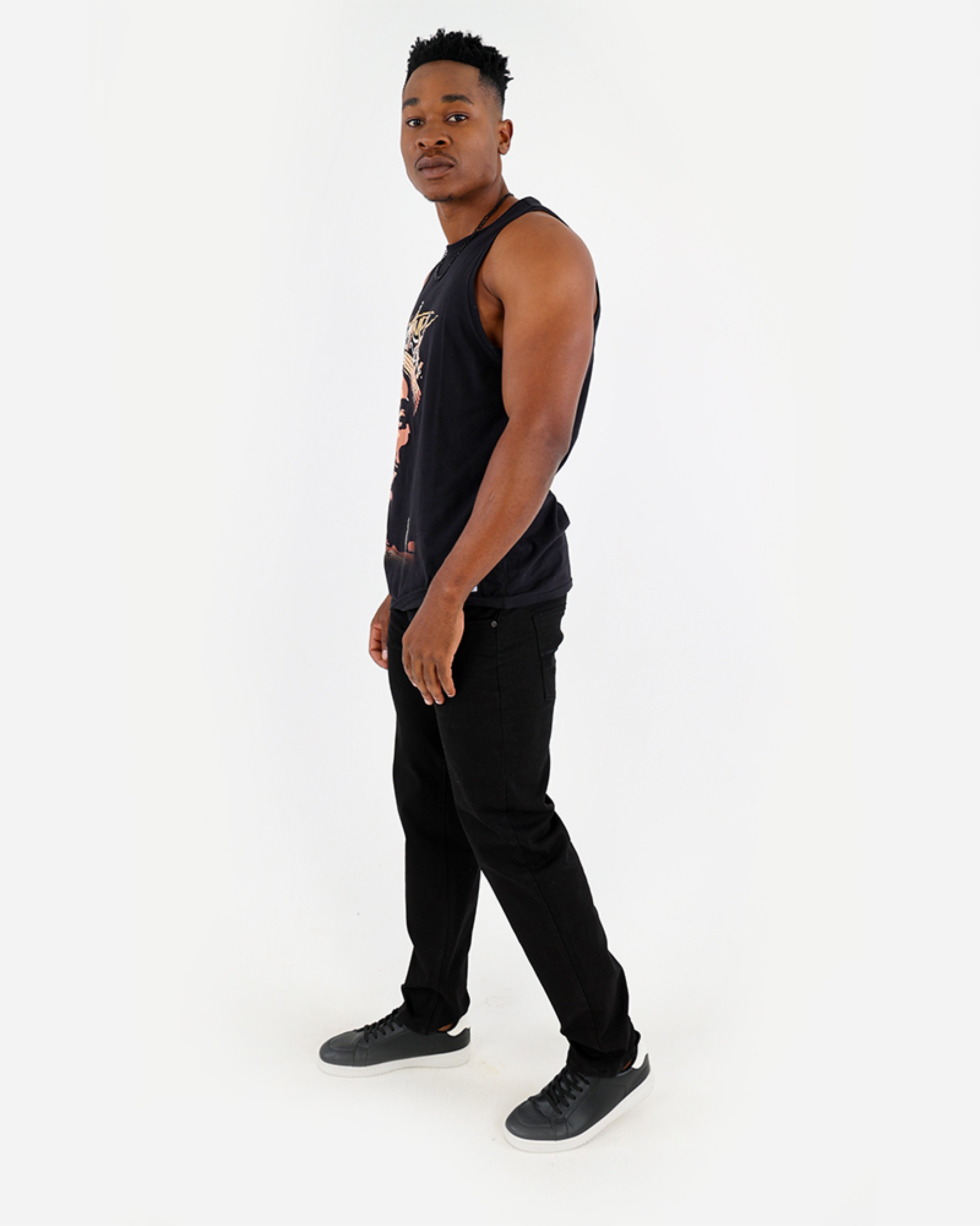 Black Slim Fit Tapered Jeans