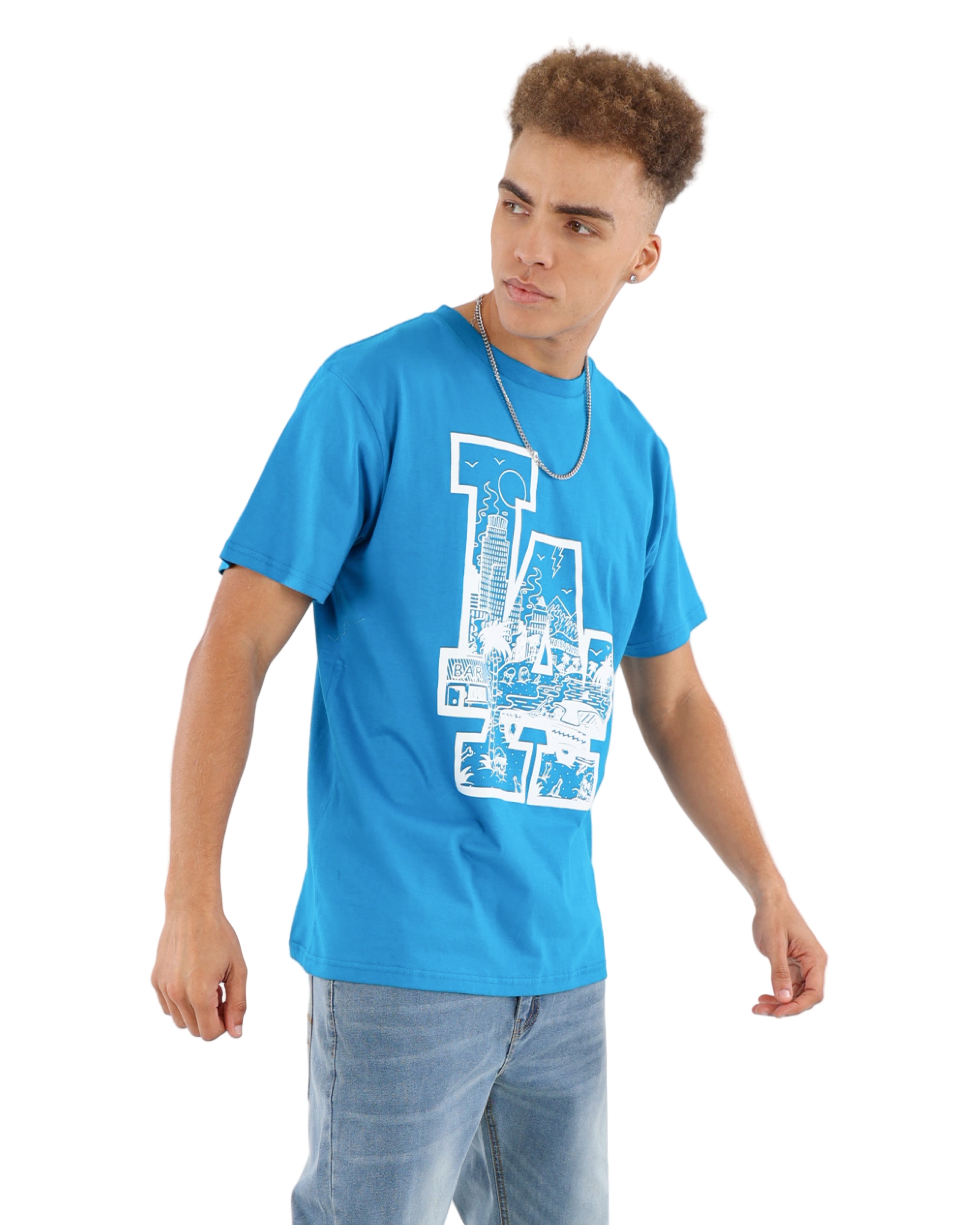 Short Sleeve Teal LA Graphic T-Shirts