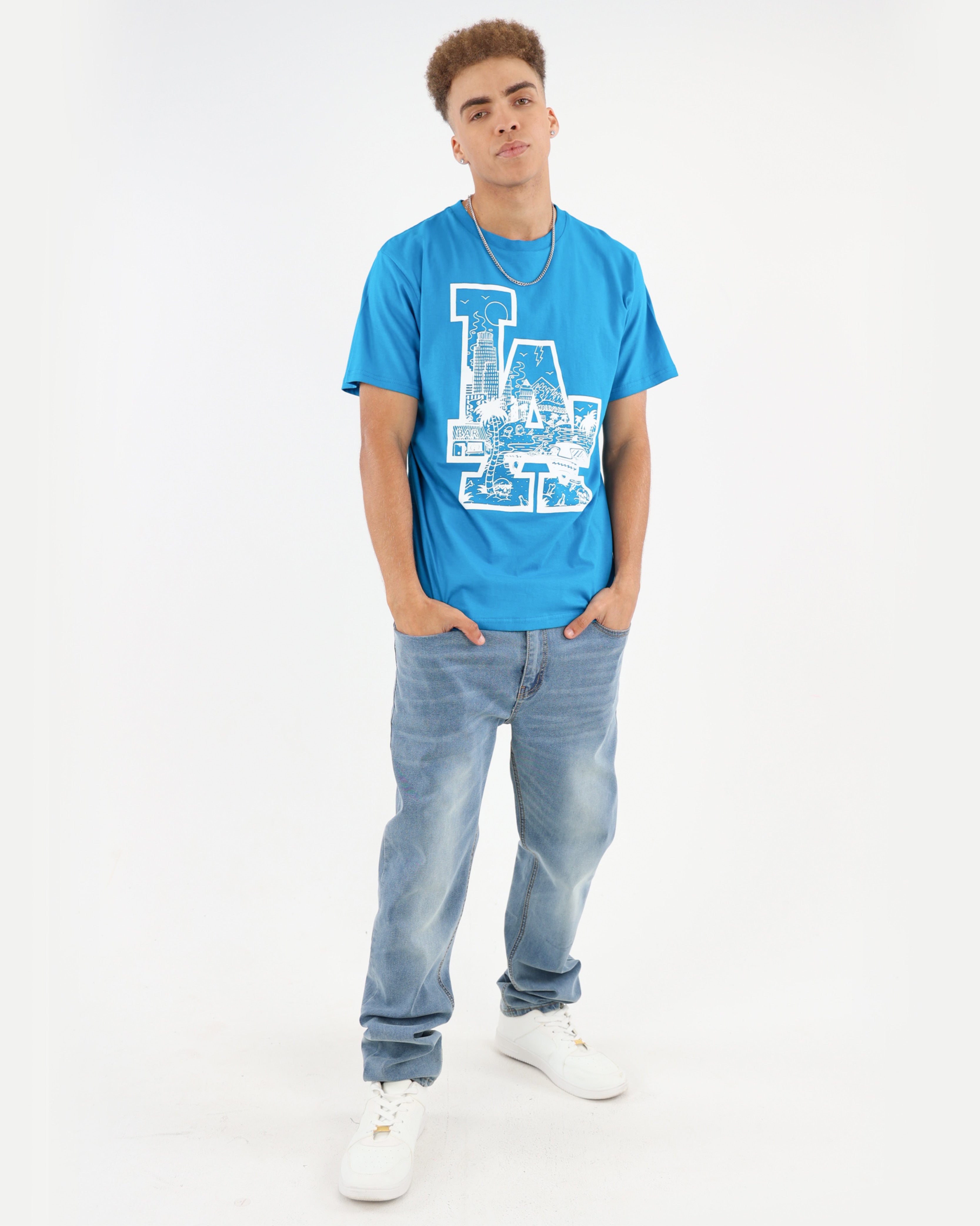 Short Sleeve Teal LA Graphic T-Shirts