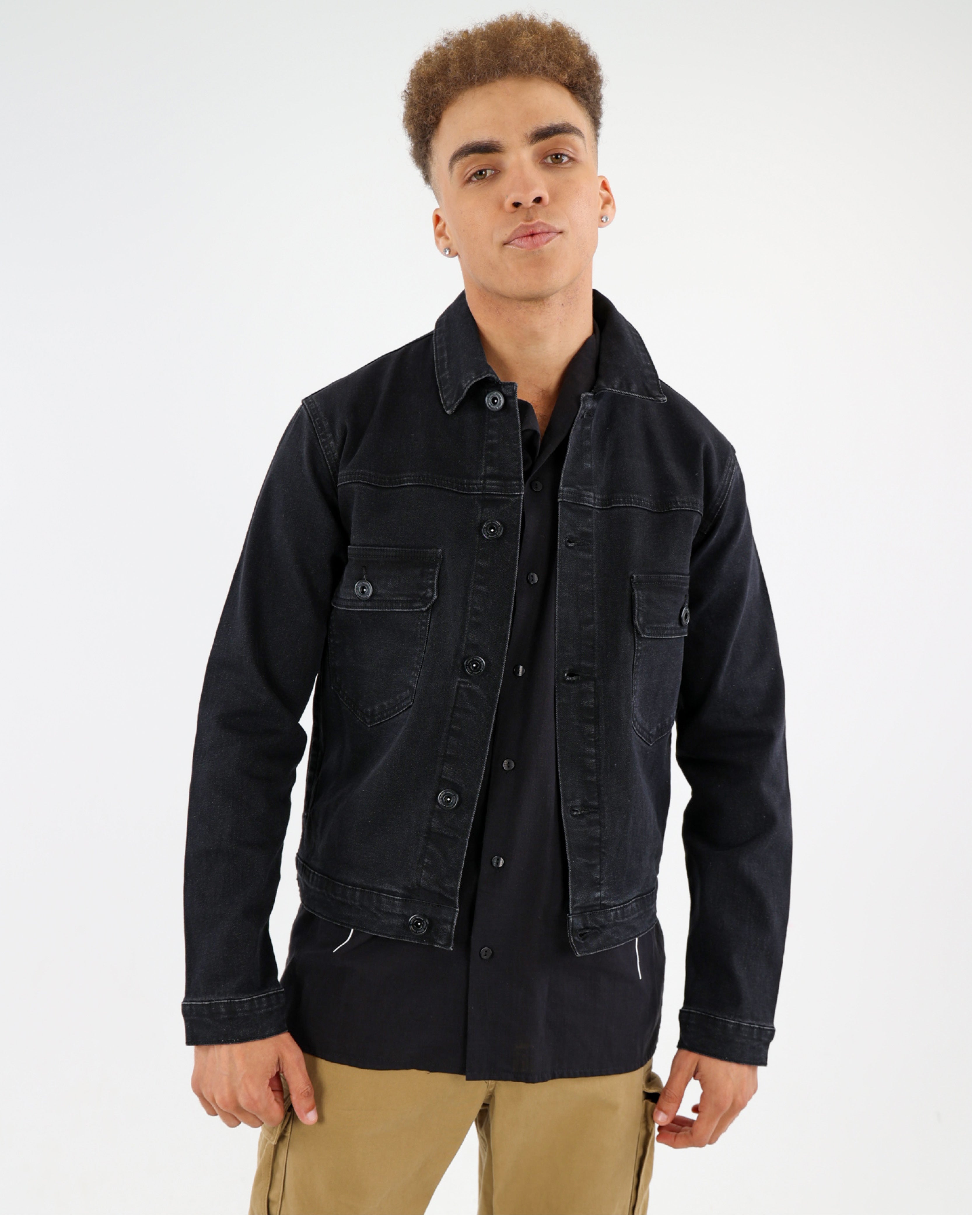 Styled Up Double Patch Pocket Denim Jacket
