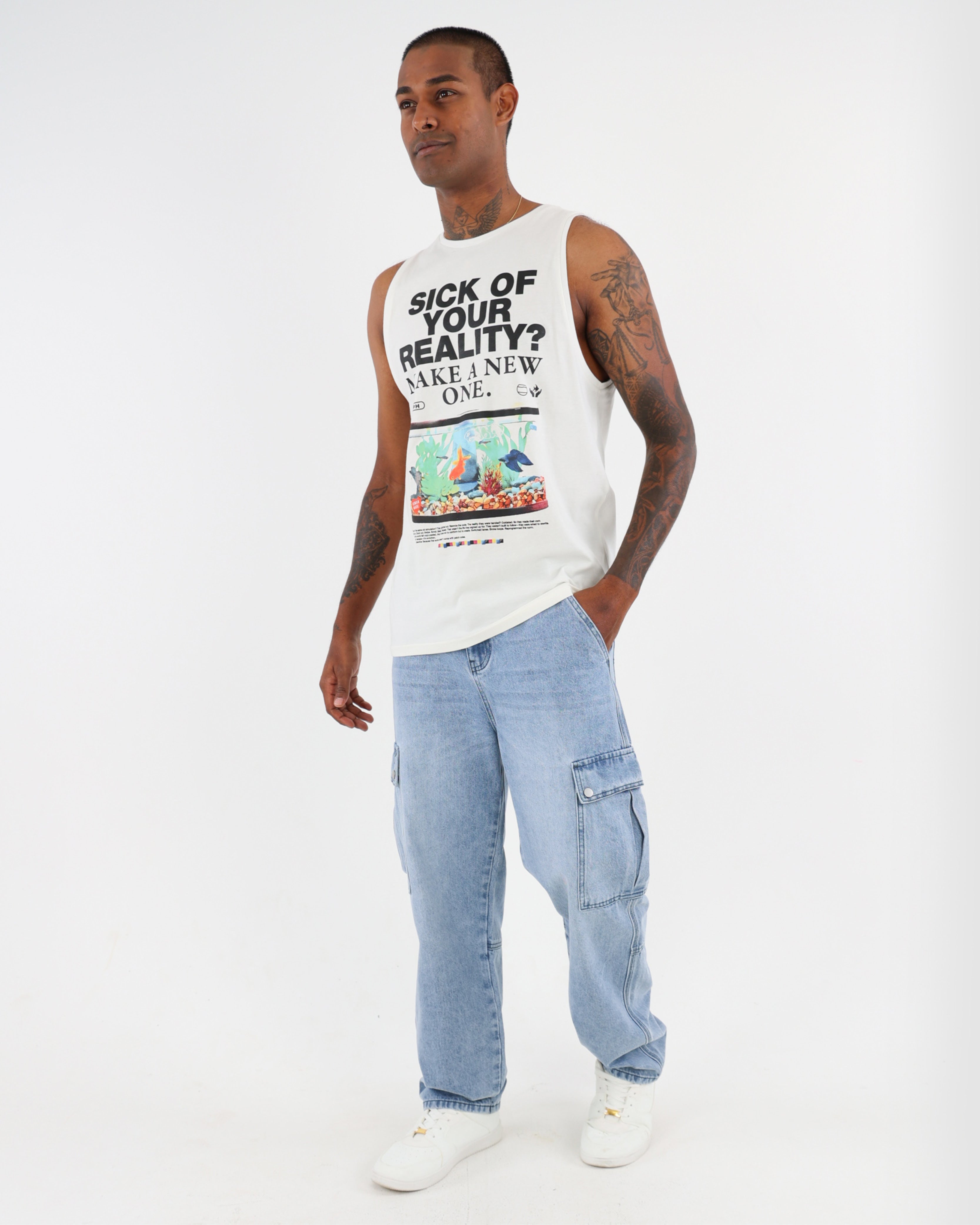 Light Indigo Relaxed Fit Cargo Jeans