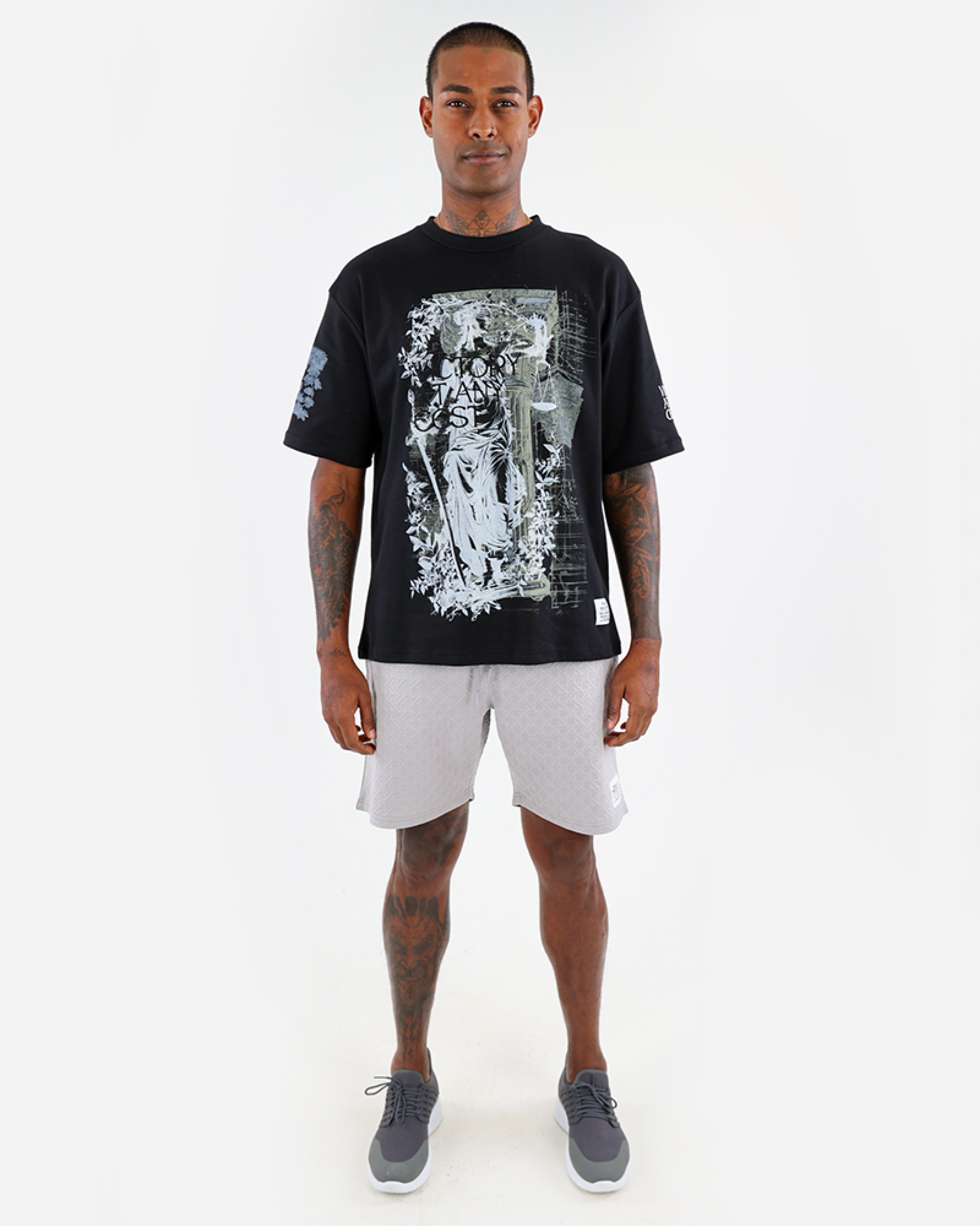 Silver Textured Jogger Shorts