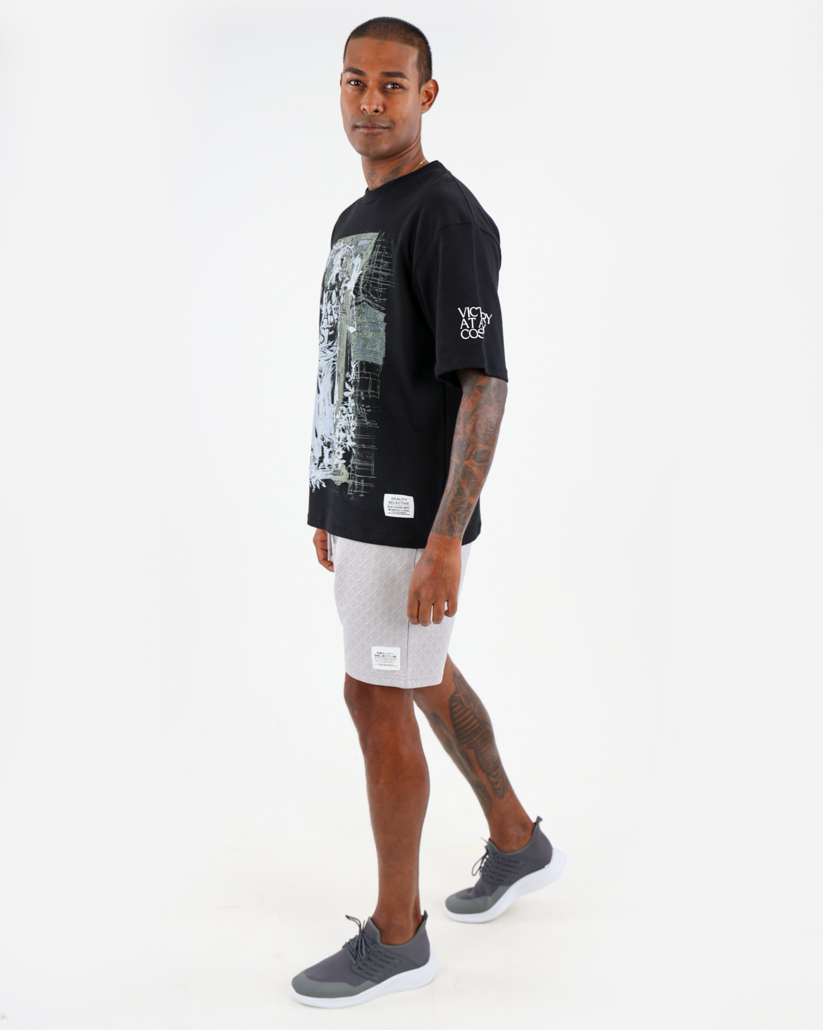 Silver Textured Jogger Shorts