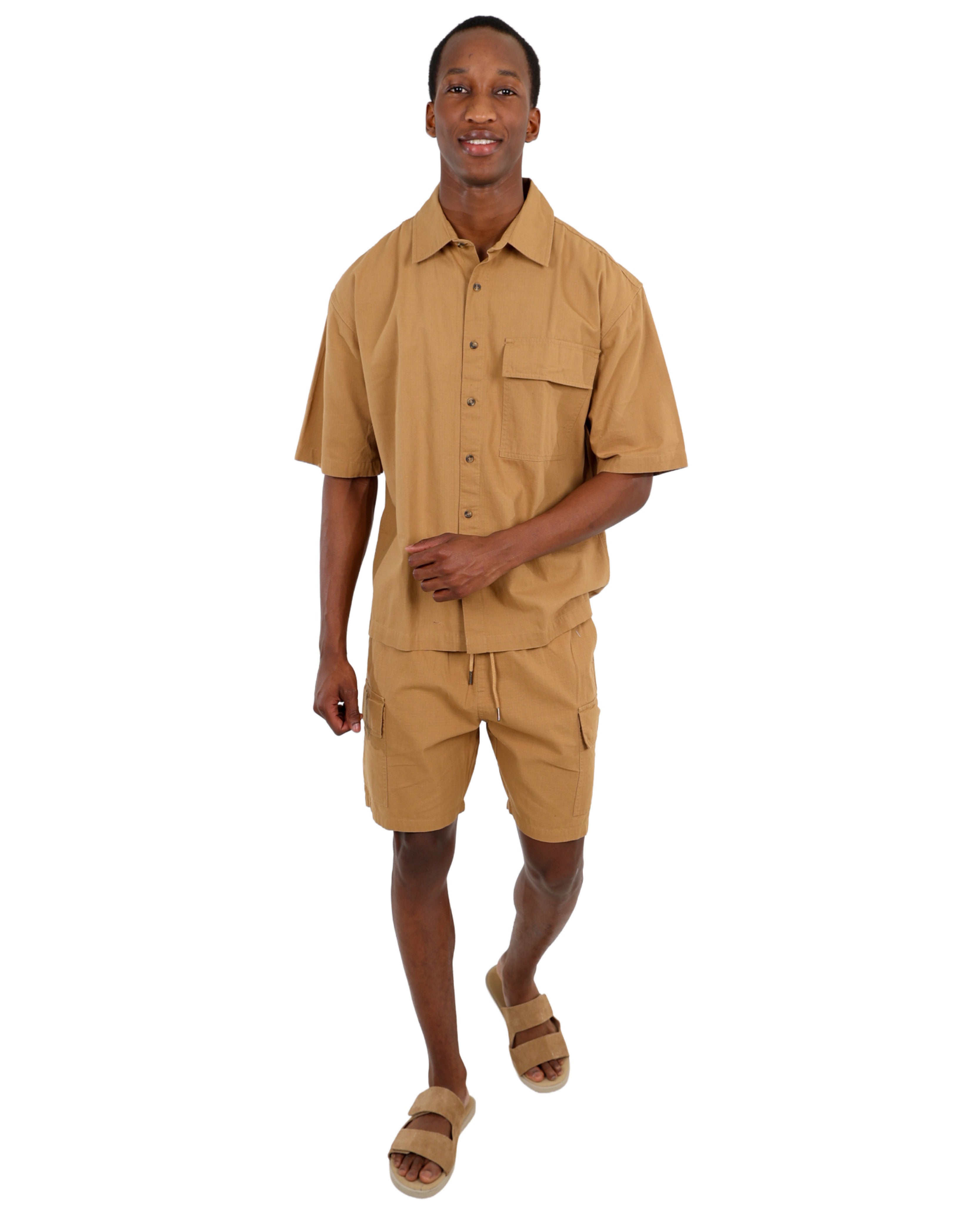 Camel Rip Stop Short Sleeve Shirt