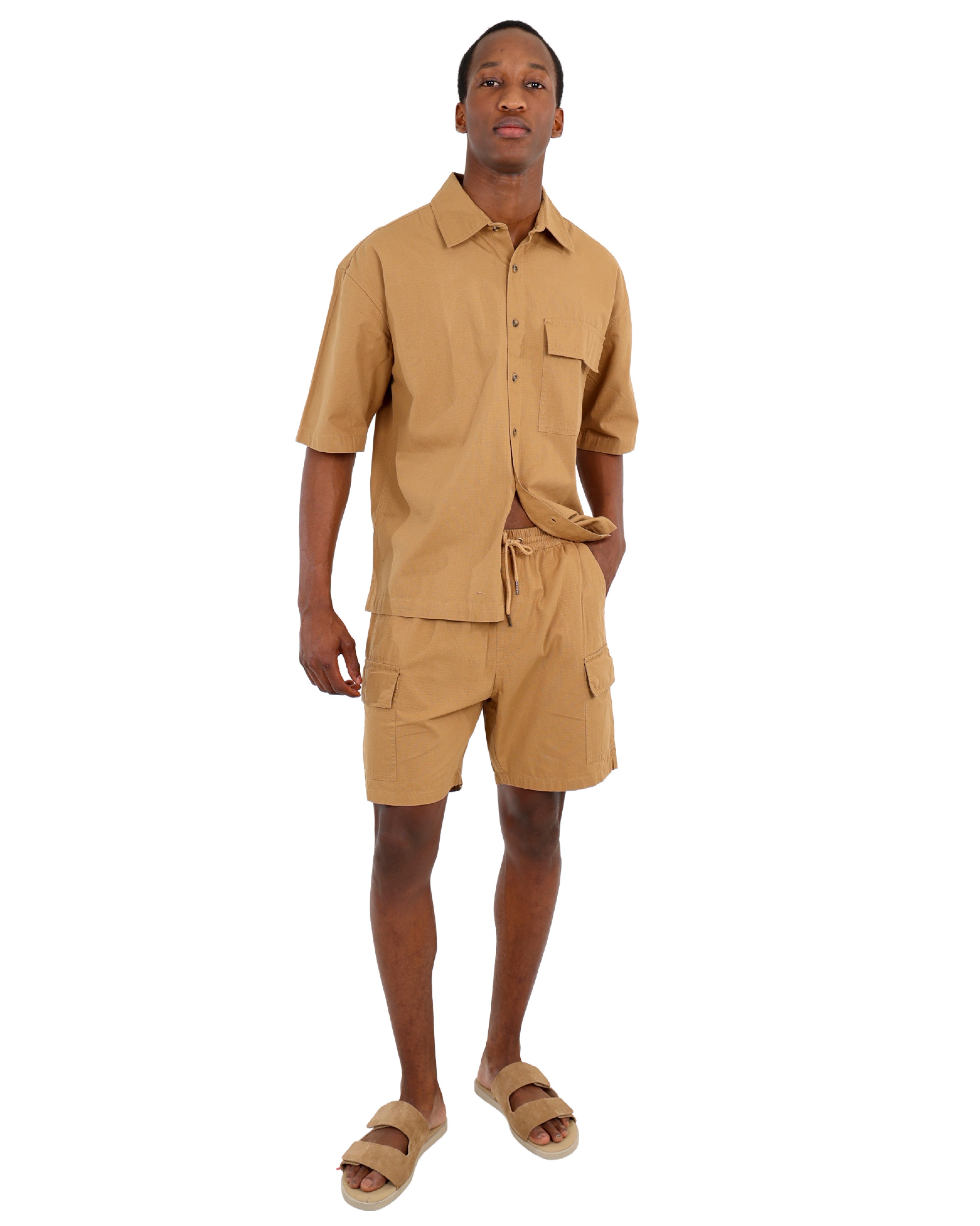 Camel Rip Stop Cargo Shorts