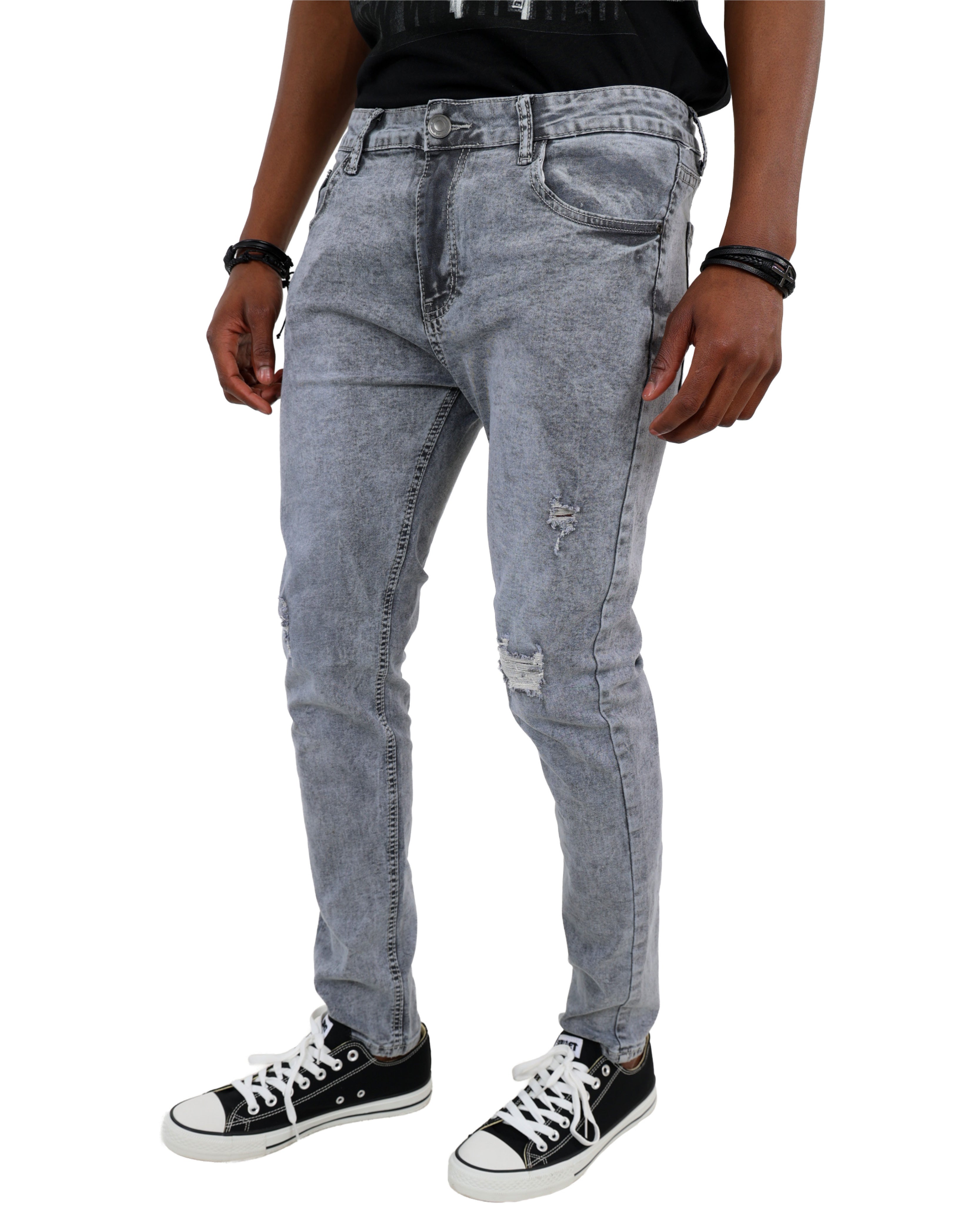 Charcoal Rip & Repair Skinny Jeans
