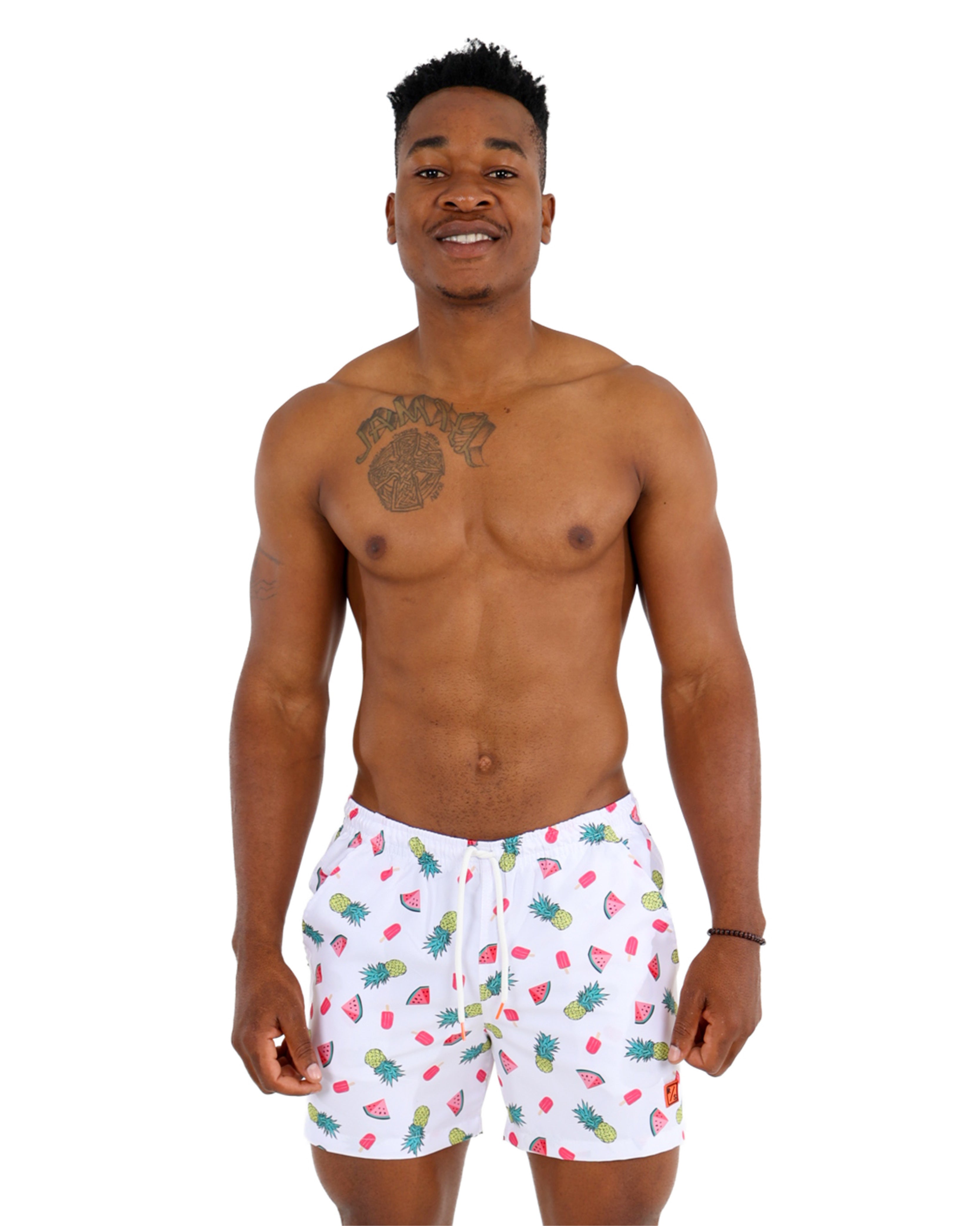 Watermelon Pine Print Swim Shorts