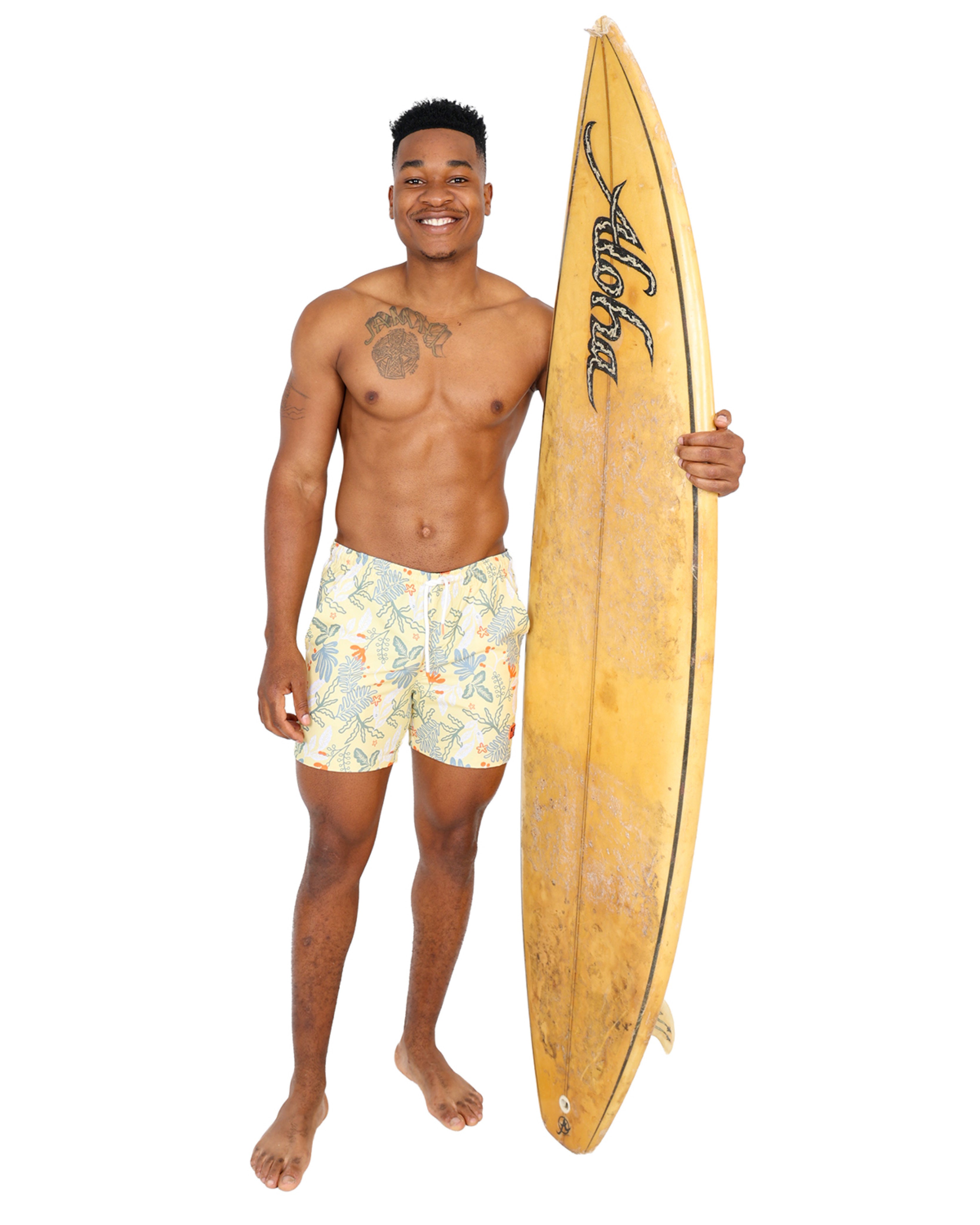 Multi Leaf Print Swim Shorts