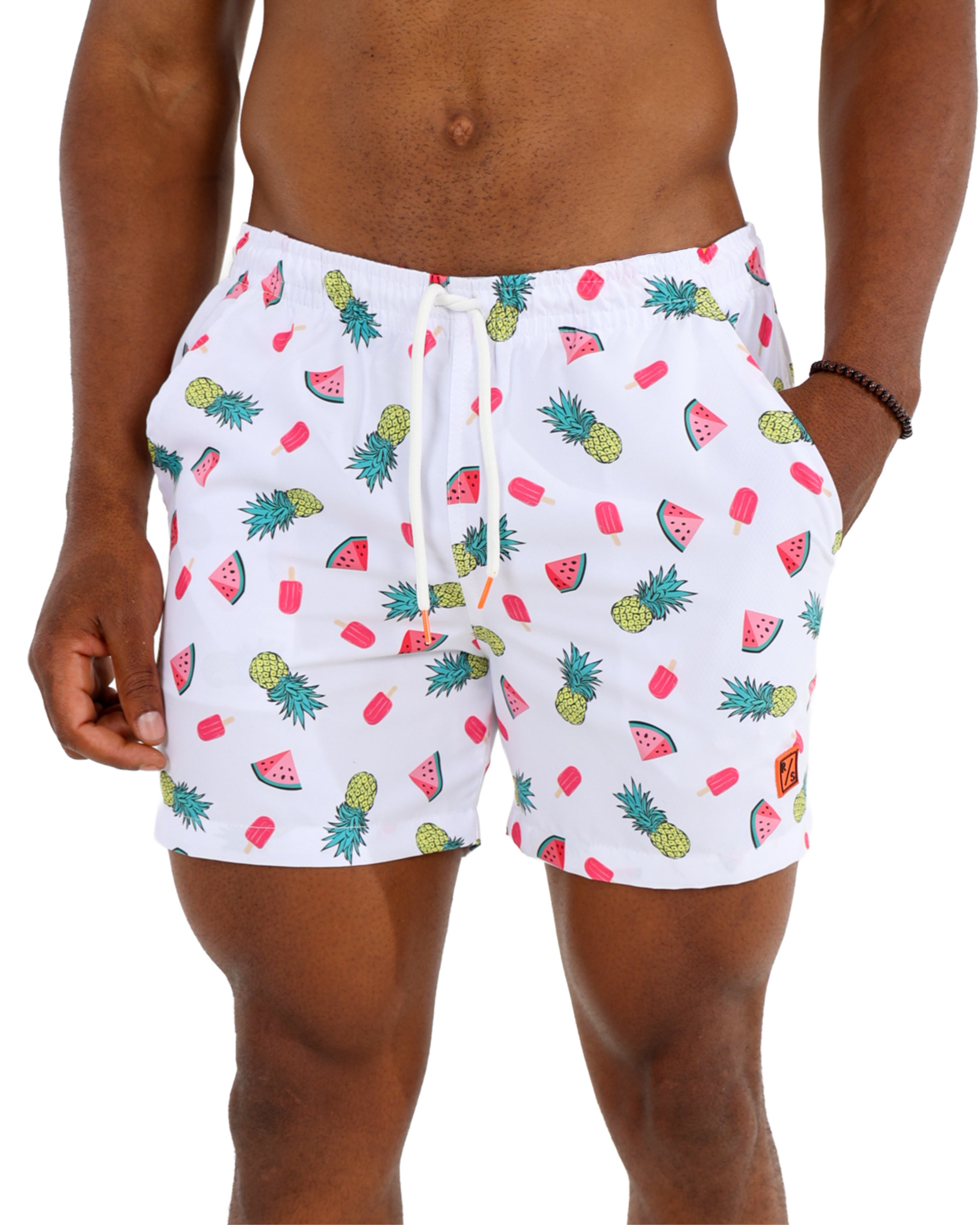 Watermelon Pine Print Swim Shorts