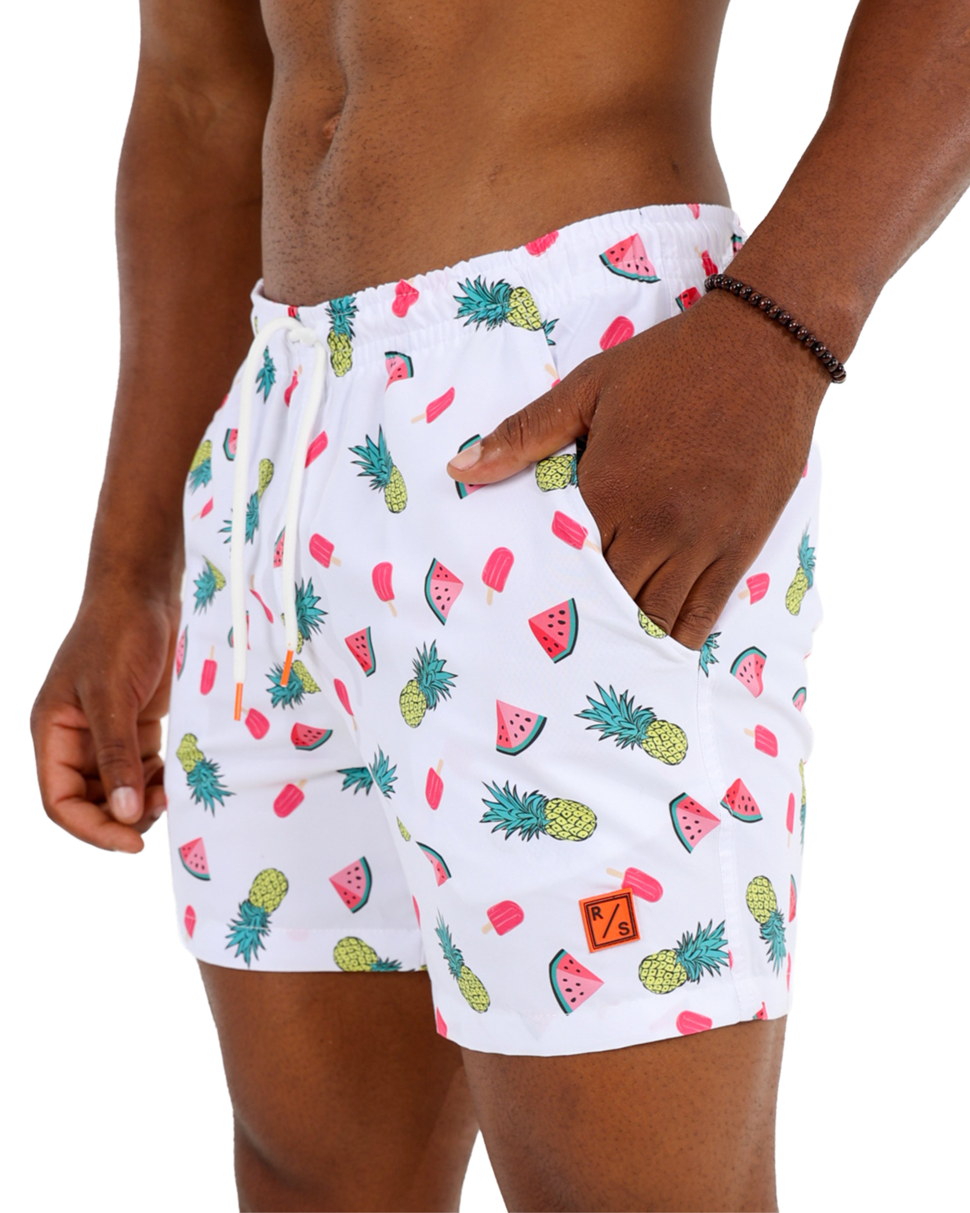 Watermelon Pine Print Swim Shorts
