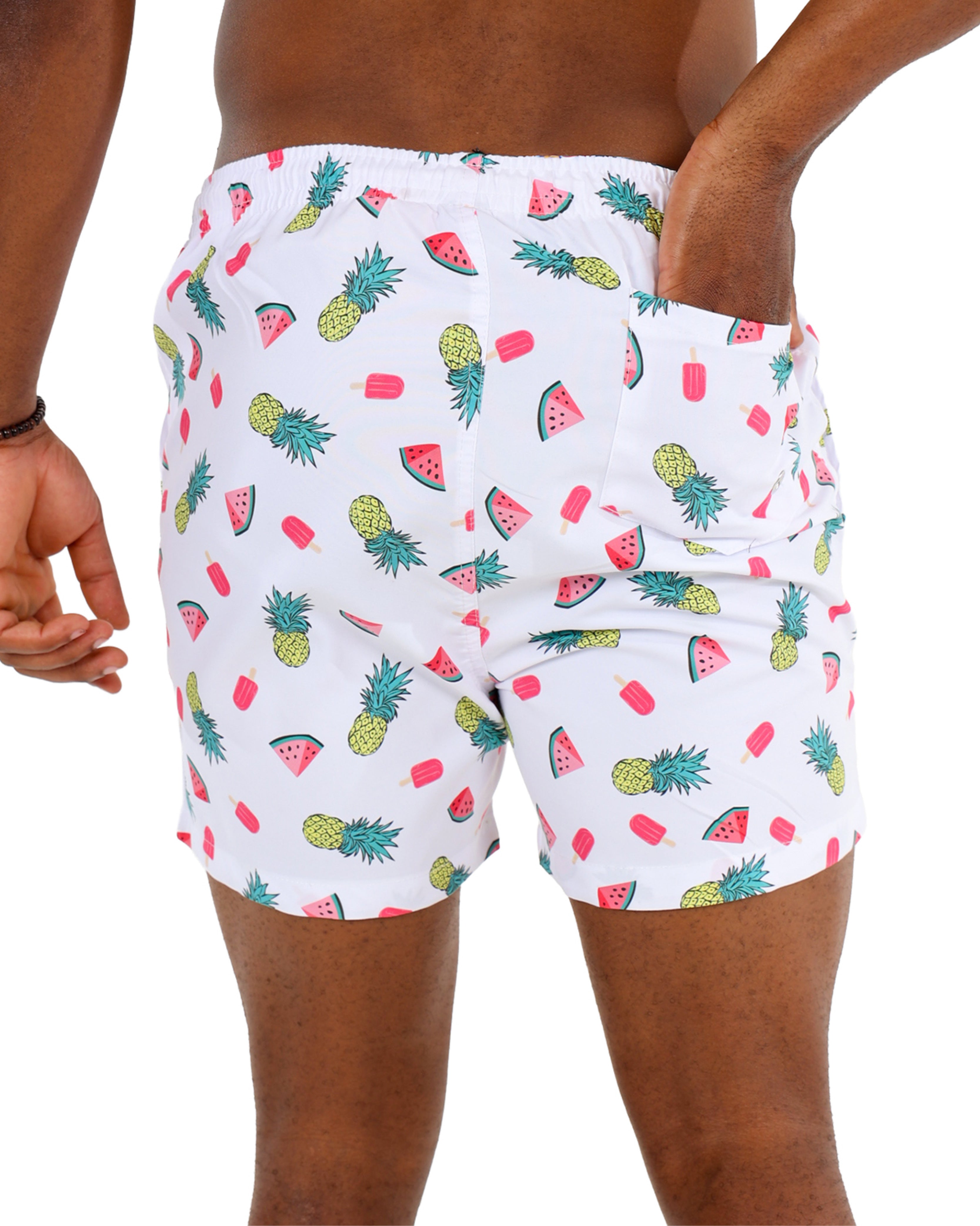 Watermelon Pine Print Swim Shorts